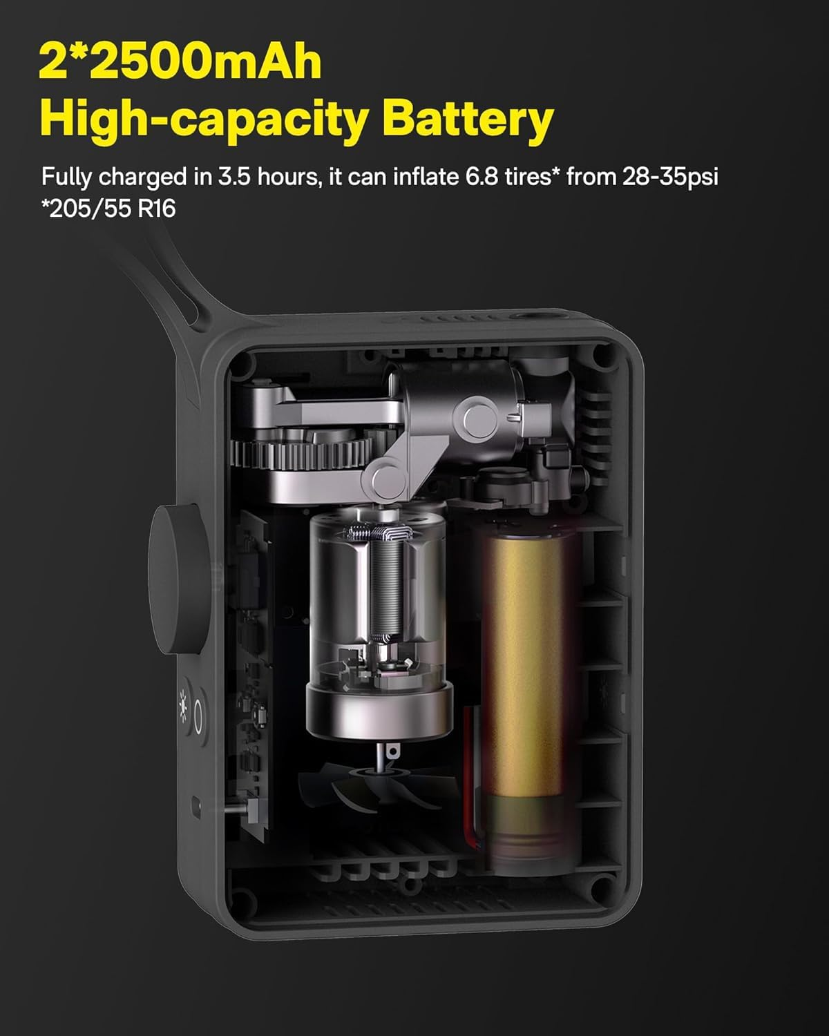 HOTO Tire Inflator Portable Air Compressor, 150 PSI Tire Inflator, Digital Display，Emergency LED Light for Bicycle, E-Bike, Car, Ball, Motorbike image number 2