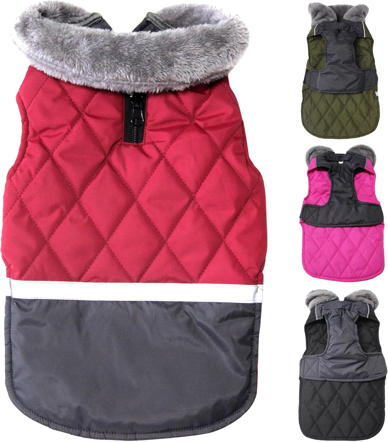 Joydaog Fleece Collar Reversible Dog Coats for Small Dogs Waterproof Warm Puppy Jacket for Cold Winter,Red XS image number 4