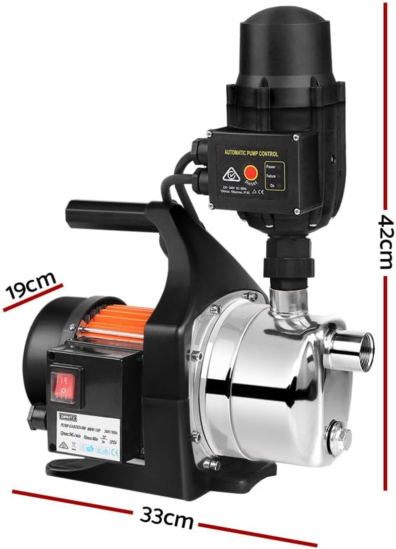 Giantz Water Pump, 800W Electric High Pressure Garden Pumps Controller Irrigation for Pool Pond Tank Home Farm, Portable Automatic Switch Anti-Rust Stainless Steel Body Yellow Black image number 4