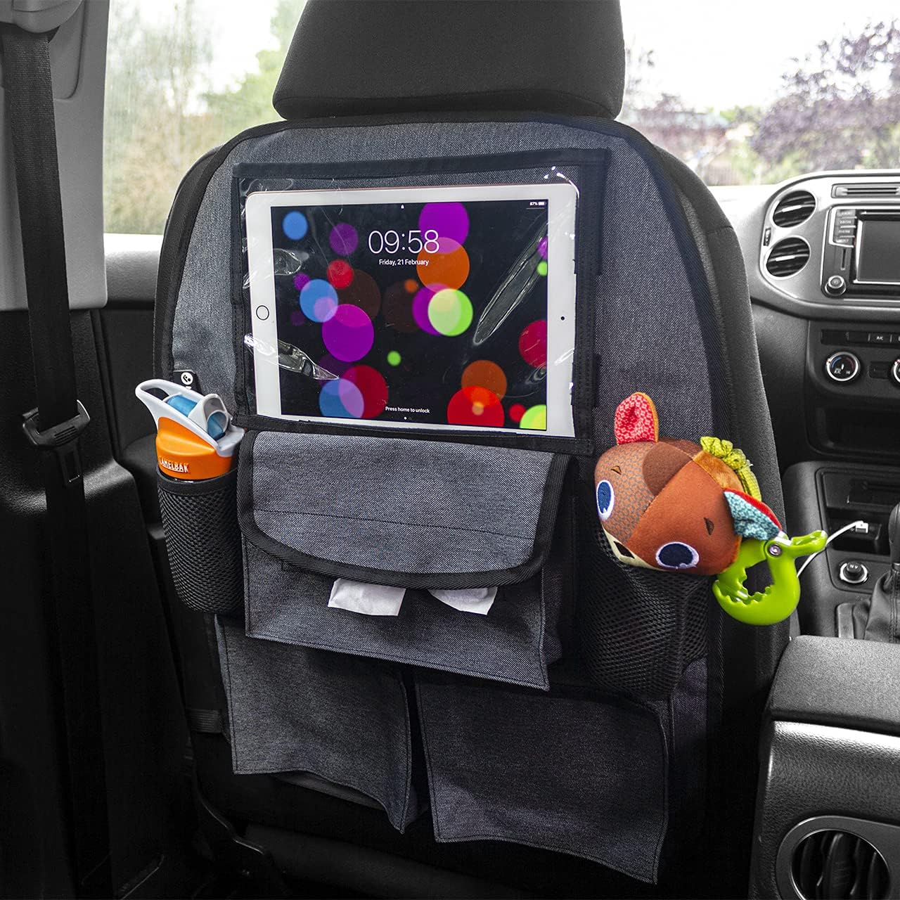 Maxi-Cosi Deluxe Back Seat Multi Pocket Organiser - Black, Multi-Pocket Storage for Toys, Bottles, Snacks & Ipad, Universal Fit, Easy to Clean, Stylish Design image number 3