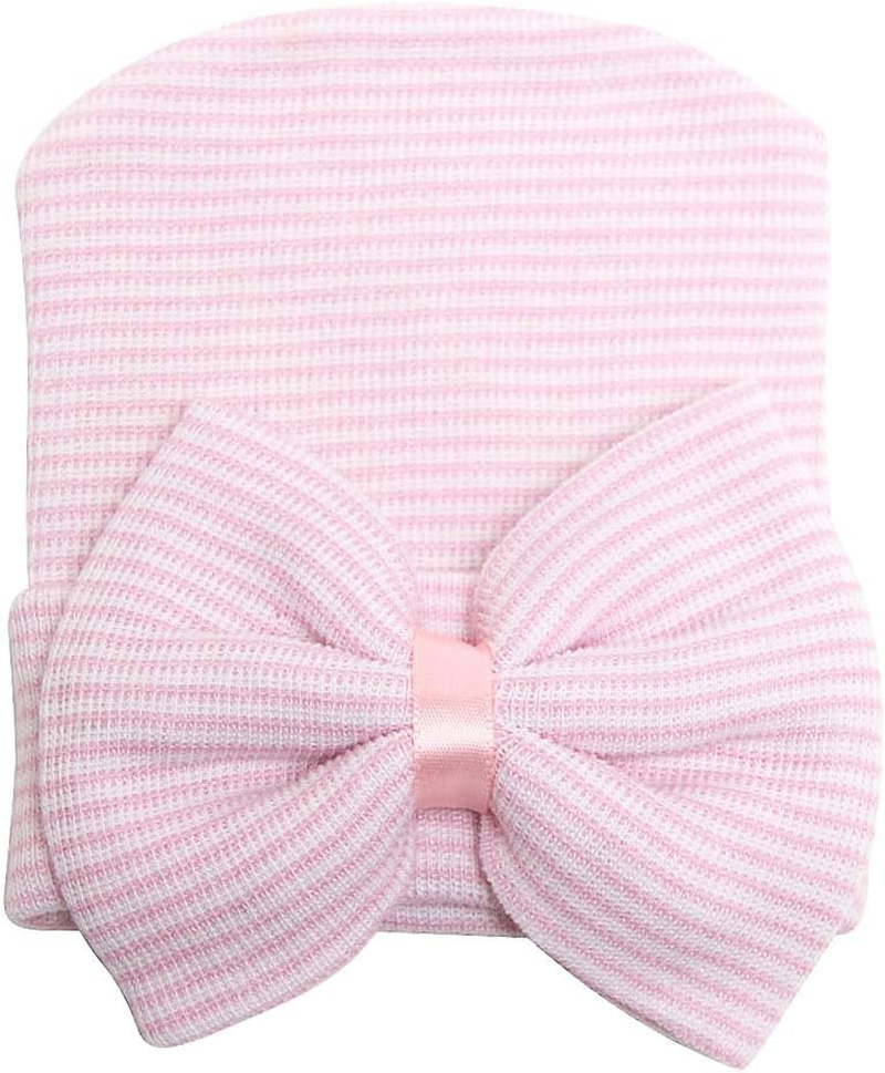 Sarfel Newborn Hats for Girls Hospital Hat Baby Girl Bows and Headbands Infant Beanie Nursery Caps image number 2