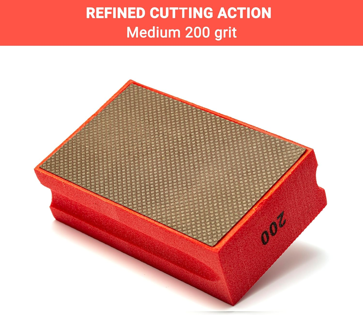 Glass Polish 15102 Diamond Hand Pad Sanding Block for Smoothing, Edging & Polishing 95 X 55Mm - Grit 200 image number 1