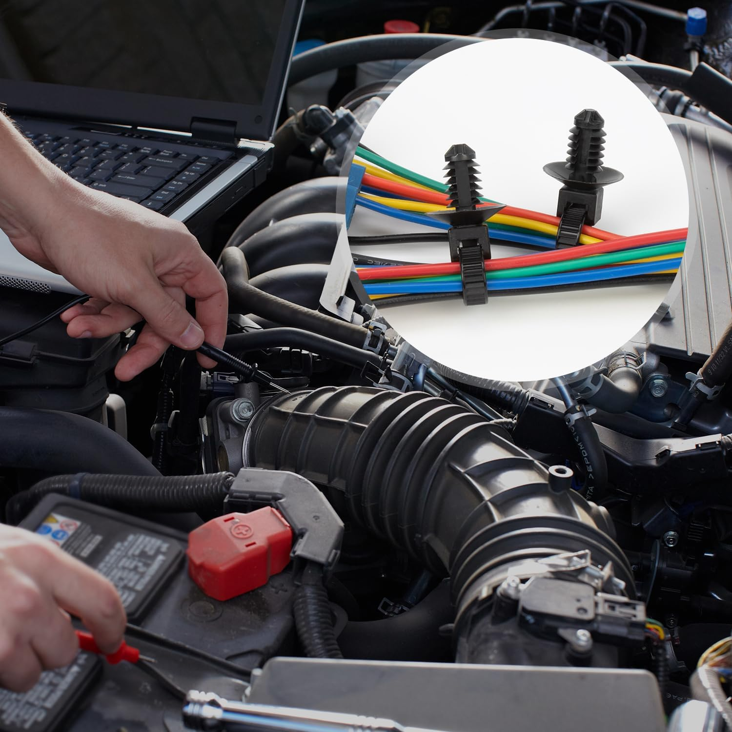 Armpow 110 PCS Automotive Installation Black Push Mount Cable Zip Ties Assorted Sizes, Heavy Duty Self-Locking UV Resistant Wire Ties - for Indoor Wire Bundling, Construction, Automotive image number 2