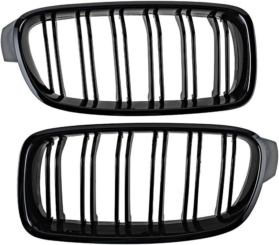 Ricoy Gloss Black Grill Compatible with BMW F30 F31 2012 2013 2014 2015 2016 2017 2018 3 Series Xdrive Double Slat Front Kidney Bumper Grille Grill image number 6