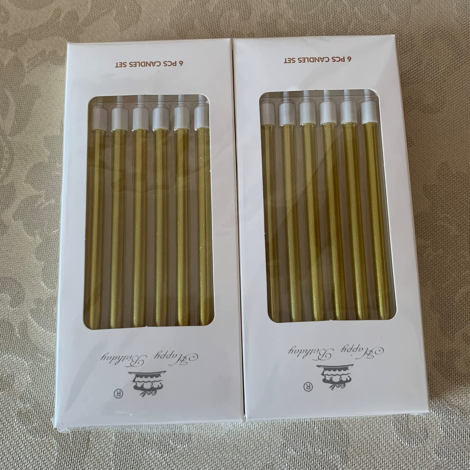 5.5Inch Birthday Party Long Cake Candles Metallic Birthday Candles in Holders for for Wedding Anniversary Graduation Retirement Party Decors (12PCS) image number 2