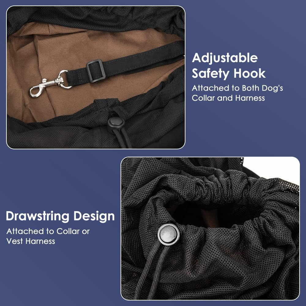 Slowton Pet Sling Carrier, Comfortable Hard Bottom Support Small Dog Papoose Sling Adjustable Padded Shoulder Strap Hand Free Puppy Cat Carry Bag with Drawstring Opening Zipper Pocket Safety Belt
