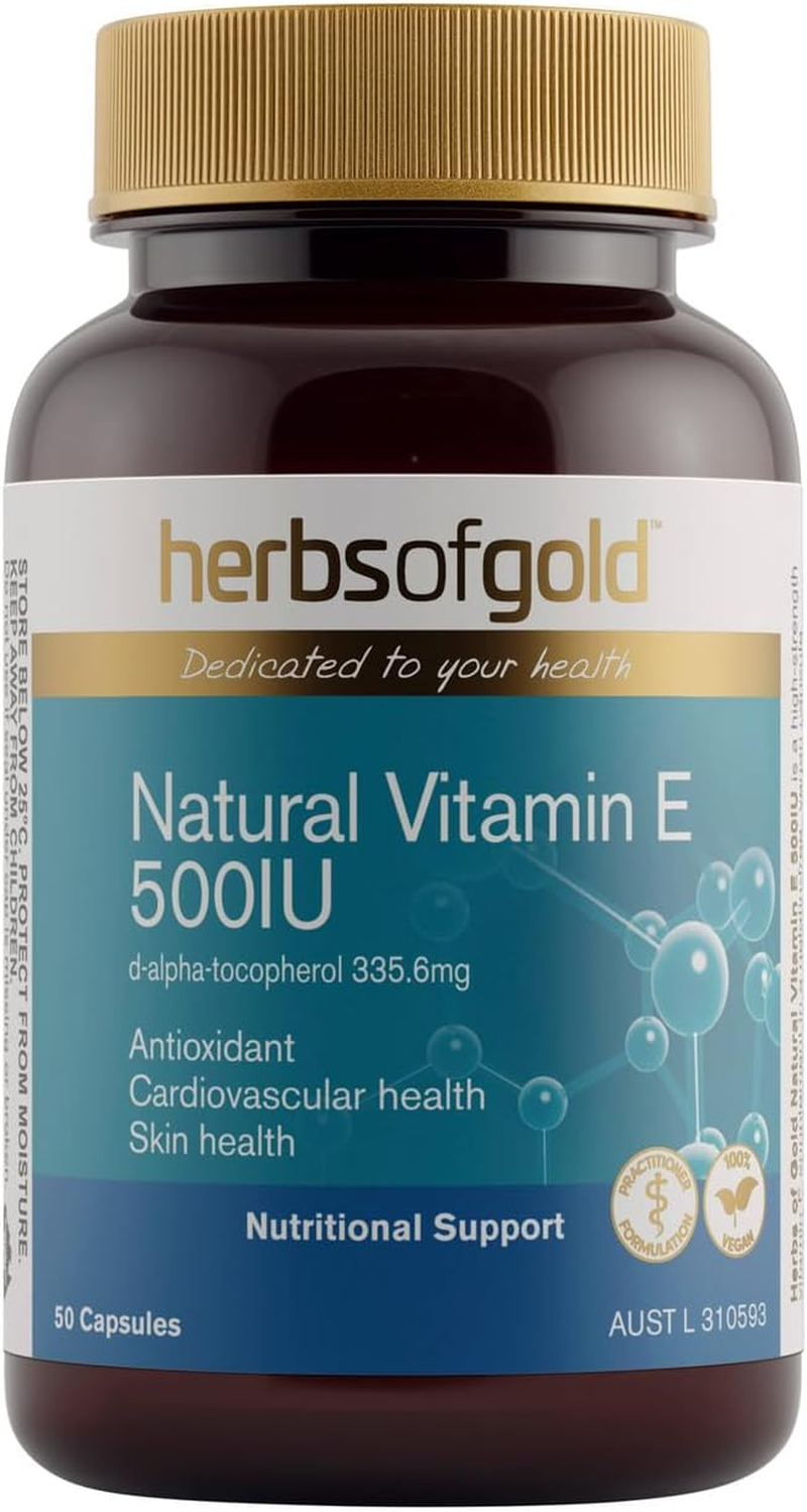 Herbs of Gold Natural Vitamin E 500IU 50 Capsules image number 1