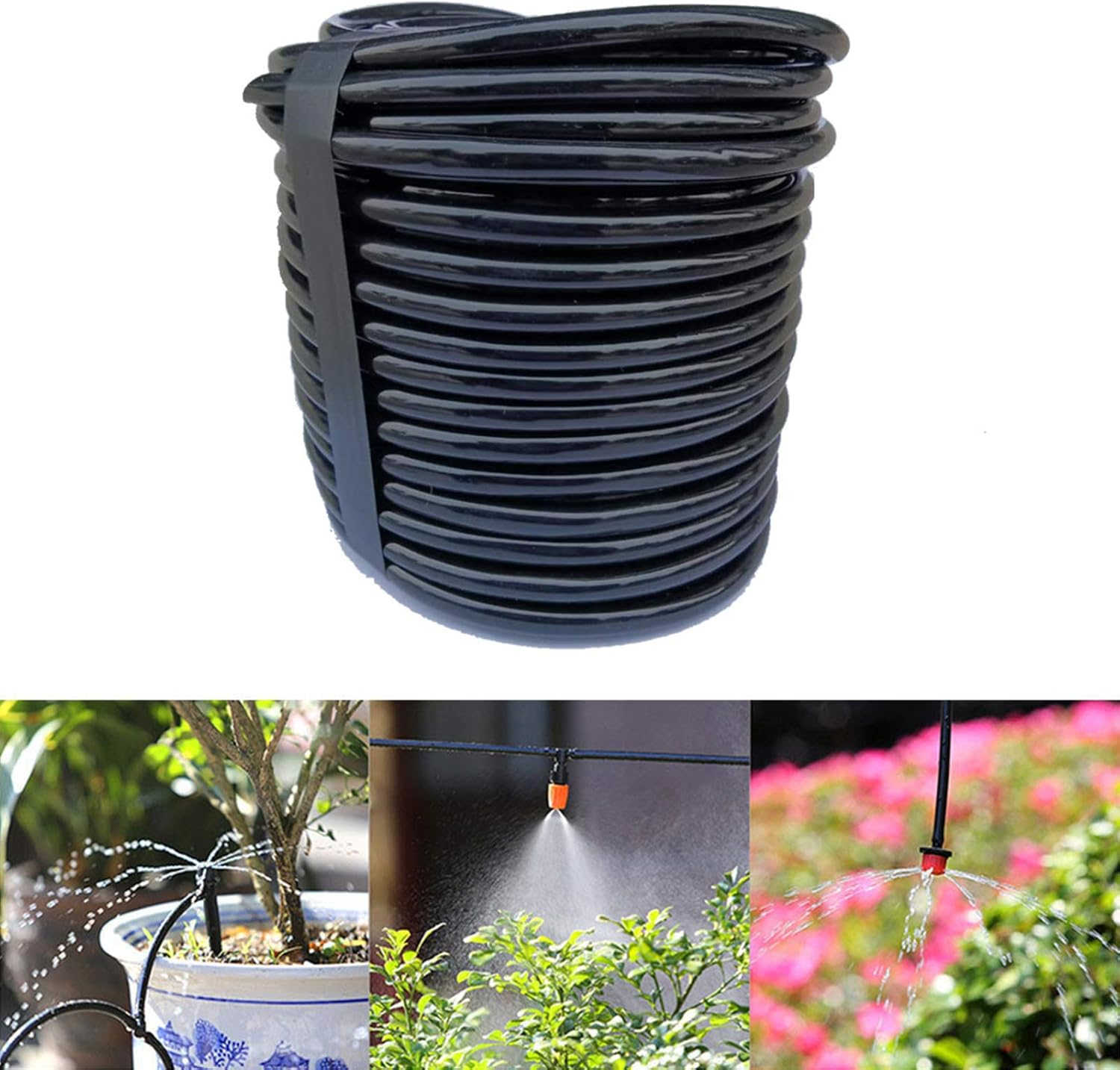 98FT 1 4 Inch Drip Irrigation Tubing Garden Hose Watering Tube Line for Small System Flexible PVC Compatible with Barbed Fittings Easy Install Cut Sun Flower Bed Landscaped Areas image number 6