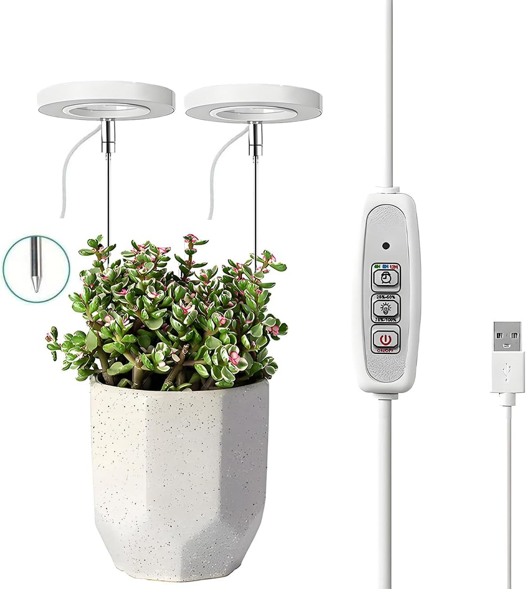 2 Plant Growing Light, 40 Leds Full Spectrum LED Plant Light for Indoor Plants, 2 Packs Auto On/Off Timer 2/4/8H Growing Lamp with 4 Dimmable Brightness image number 5