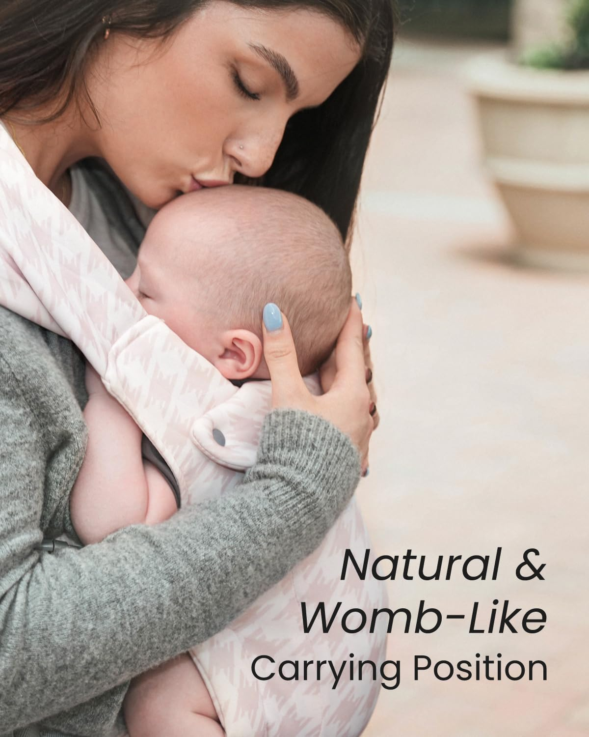 GROWNSY Baby Carrier Newborn to Toddler, Cozy Baby Wraps Carrier, Ergonomic Baby Carrier with Head Support, Tweed Pink image number 3