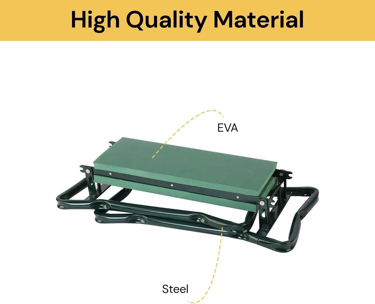 EZONEDEAL Garden Kneeler Stool Seat, Folding Stool 2 in 1, Portable Kneeling, Foldable Bench Foam Pad Protect Knee - 2 Tool Pouches Easy to Carry Lightweight and Practical