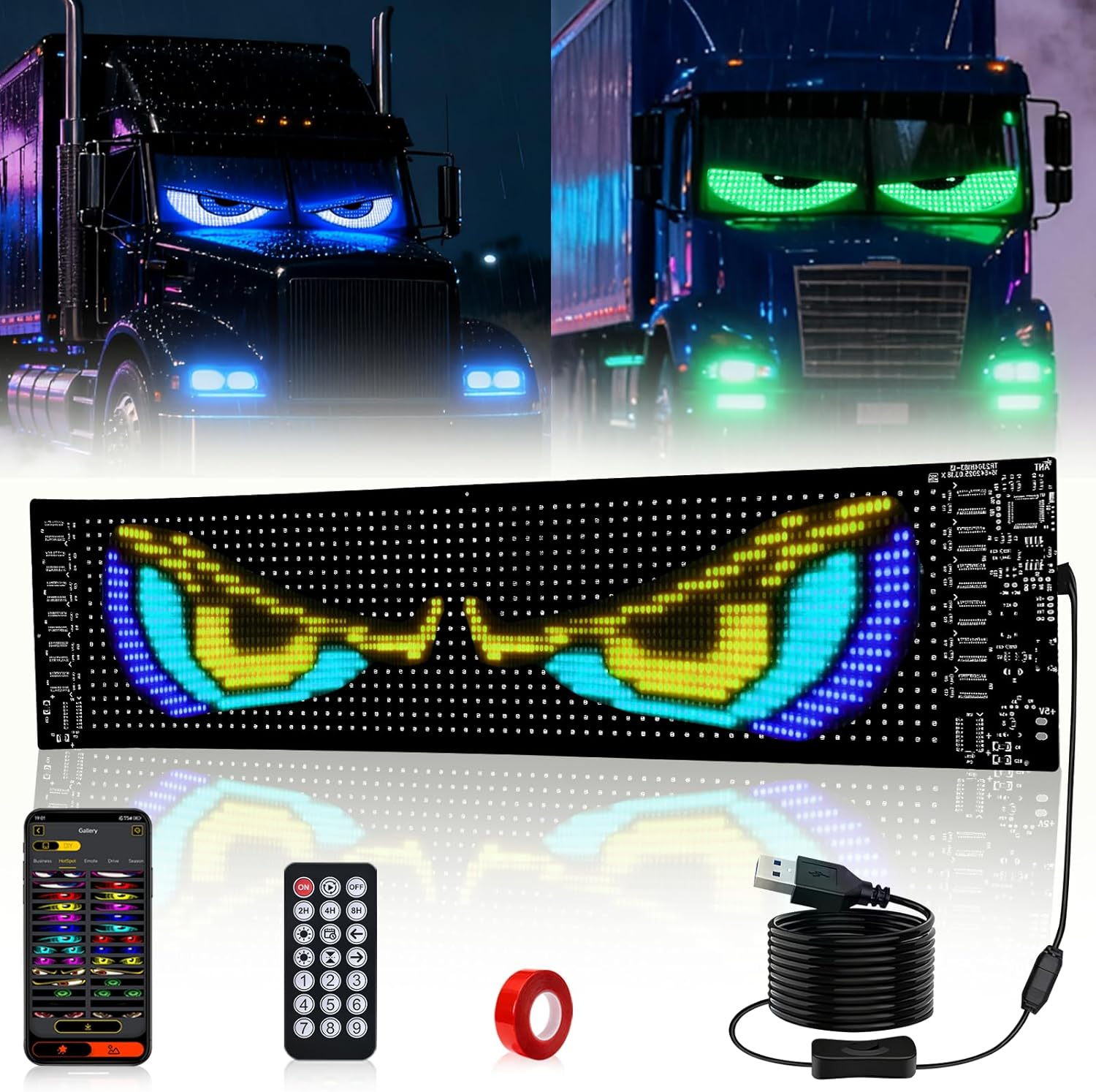 35.35''X7.56'' Scrolling Bright Advertising LED Signs, LED Sign Programmable Flexible Matrix Panel, USB LED Signs App Control Custom Text Pattern Animation LED Display for Store Car Bar Hotel image number 5