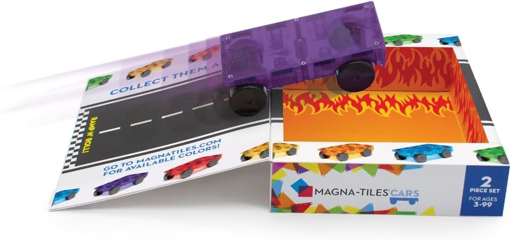 Magna-Tiles Cars Expansion 2-Piece Set, Purple/Red image number 1