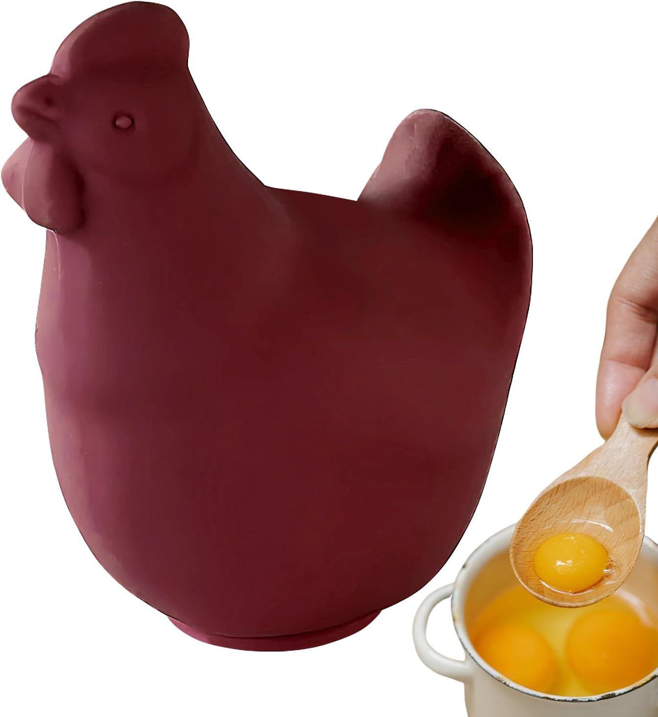 Egg Yolk Separator, Egg Strainer, Silicone Filter Gadgets for Home Baking Chef Outdoor Cooking Restaurant Most Bowl Sizes - Dark Red image number 5