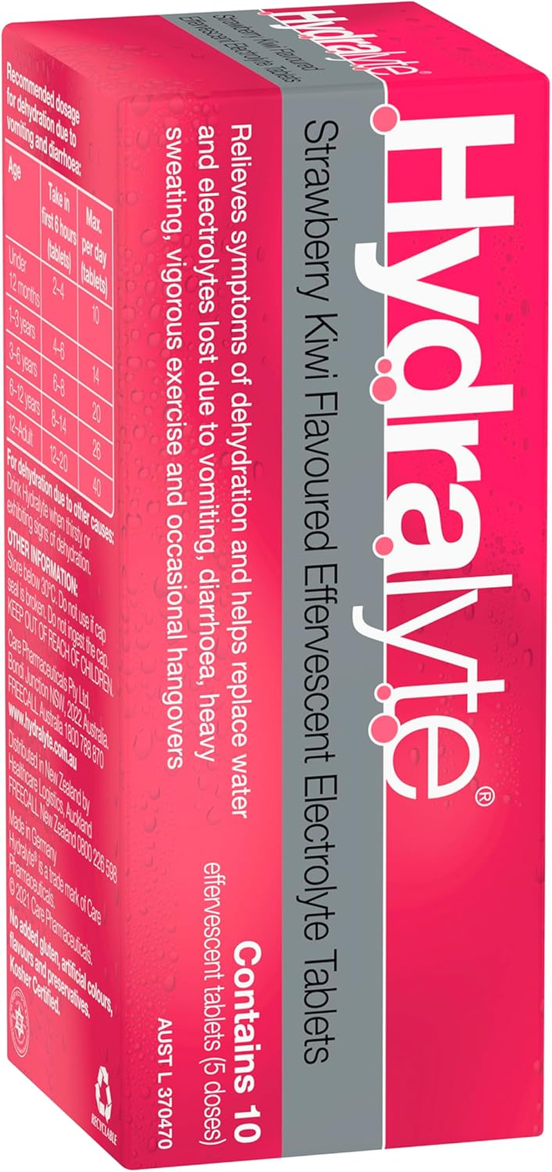 Hydralyte Strawberry Kiwi Flavoured Effervescent Electrolyte 10 Tablets - Great for Running, Sports & Daily Hydration - Convenient & Self-Dissolving Tablets.