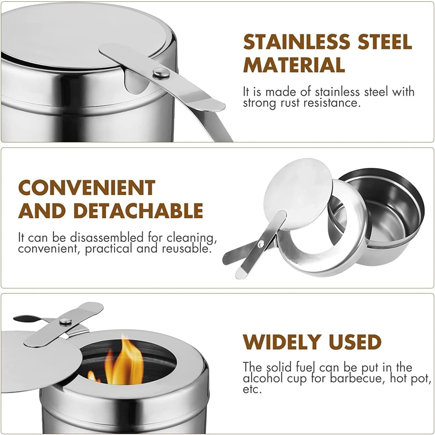 4 Pack Chafing Fuel Holder, Stainless Steel Fuel Holders with Safety Cover, Fuel Holder Canned Heat Holder for Chafing Dish, Canned Heat Fuel Box for Buffet Barbecue Parties Chafing Dish Buffet image number 2