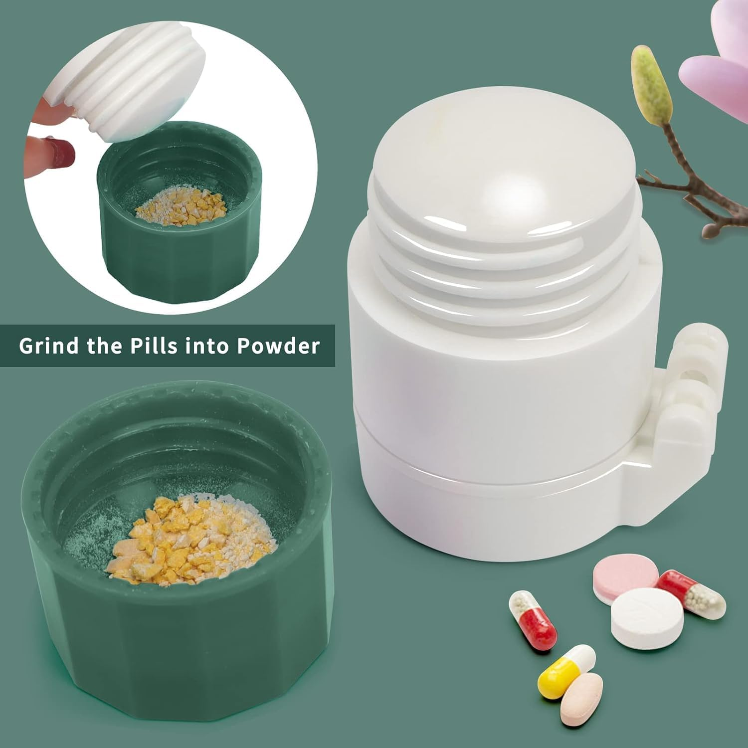 Pill Cutter,Pill Crusher Splitter Grinder,[3 in 1] Multifunction Pill Splitter for Purse Pocket to Crushes Pills, Vitamins, Tablets, Supplements-Pink 2 PCS image number 2