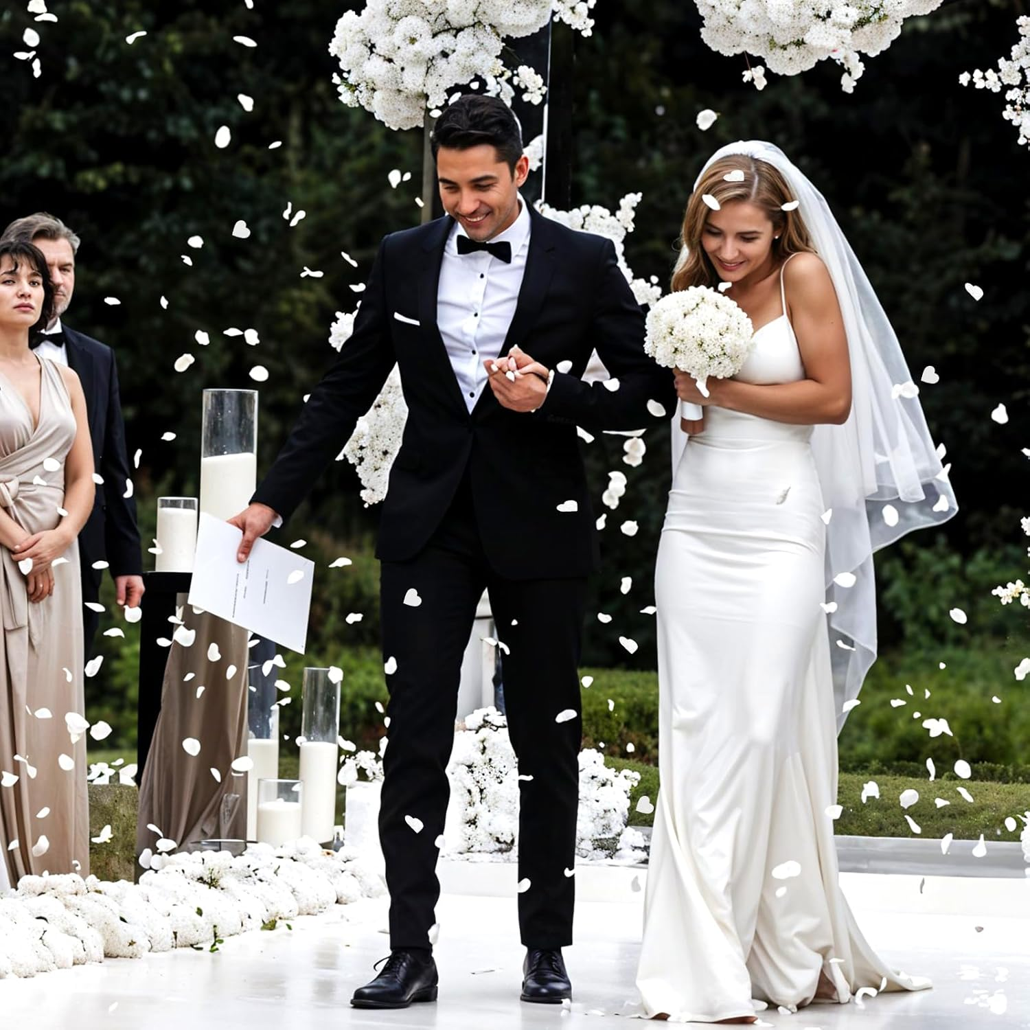 Oruola 8000Pcs Hearts Confetti, White Confetti,Wedding Confetti for Anniversary, Birthday, Graduation, Wedding, Bridal Shower & Baby Shower Parties Decorations (White) image number 5