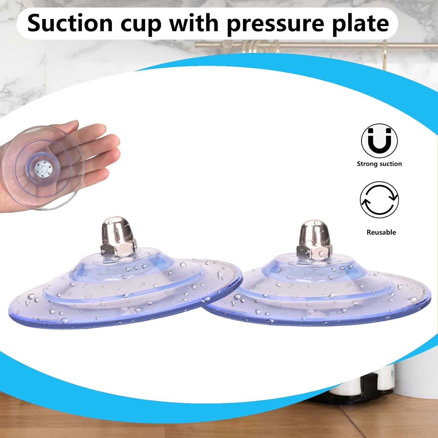 Accencyc Large Suction Cup with Screws 85Mm/ 3.4" Plastic Suction Pads 4 Pack Clear PVC Sucker Pads with M8 Screw Nut Extra Strong Adhesive Glass Suction Holder image number 3
