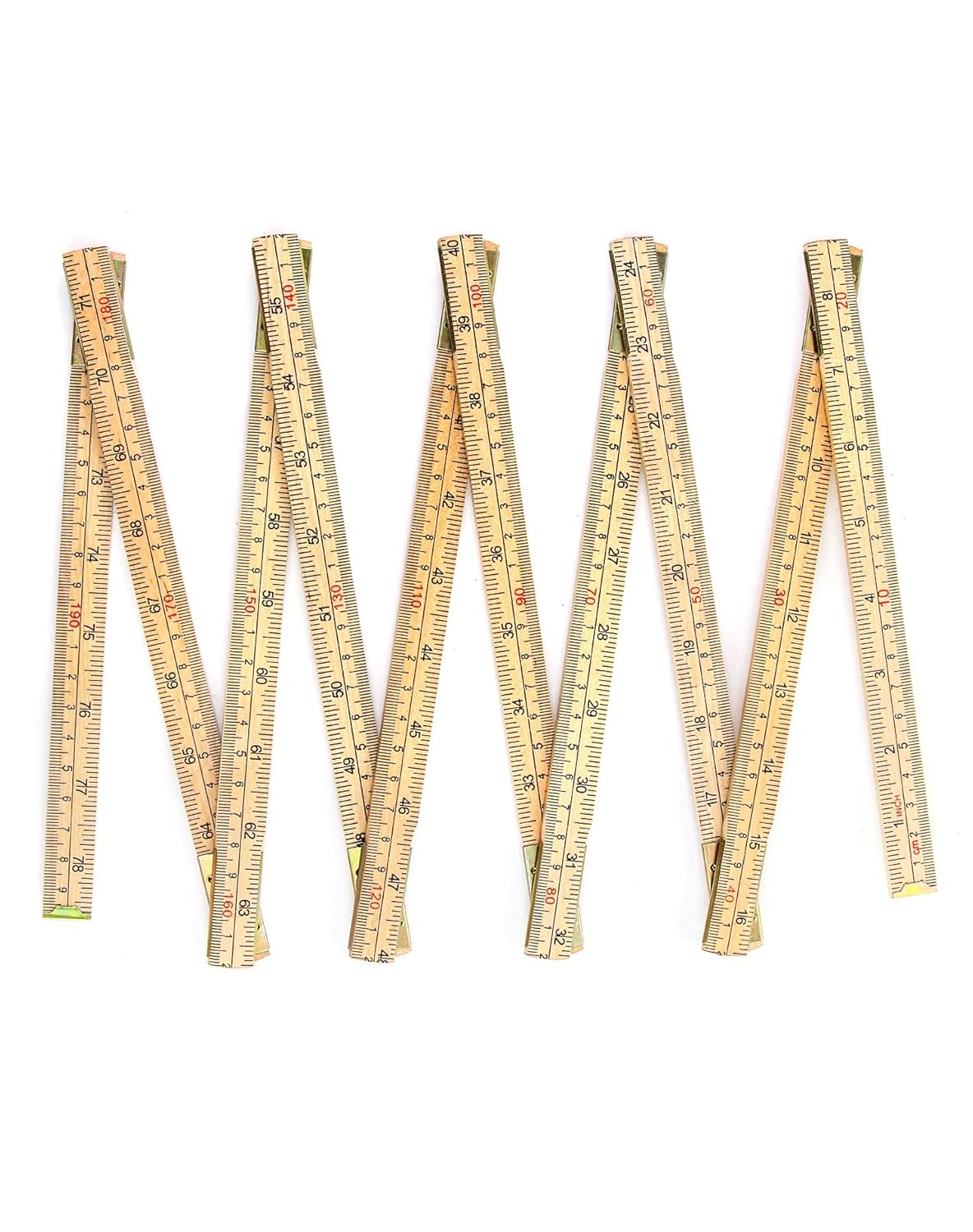 QWORK Folding Wood Rule, 2 Pack, 6FT 6 Inch Foldable Ruler with US and Metric Measurements for Carpenters image number 2