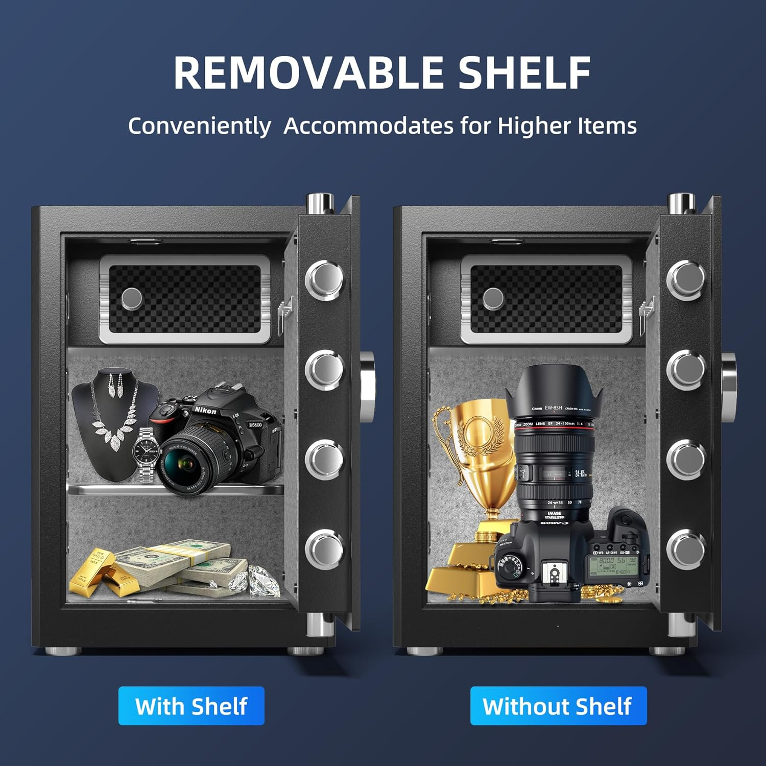 HSDYS Biometric Fingerprint Safe - 3.0 Cubic Feet, Home Safe Box with Digital Keypad, Steel Lock Box for Home, Office and Hotel, HSDY-AMZ-260Z image number 4