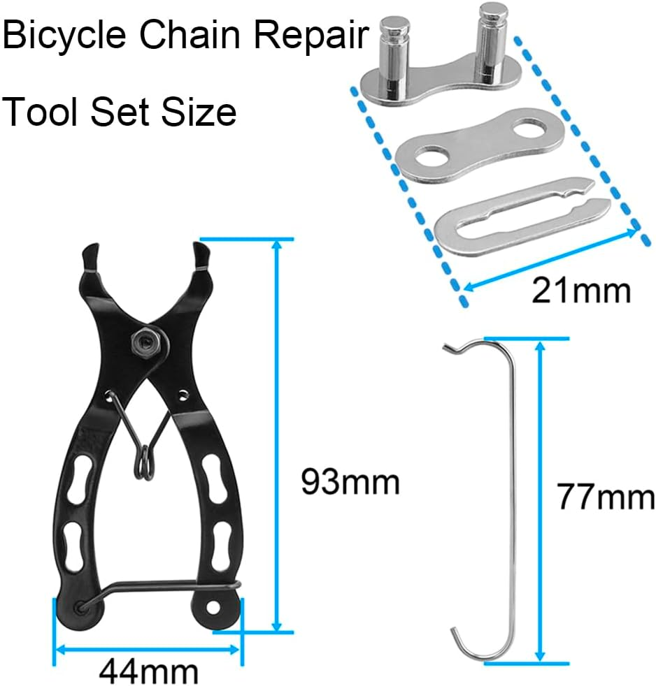 Yakamoz Bicycle Chain Repair Tool Set, Bike Chain Tool with 10Pairs Quick Reusable Master Link Single Speed Chain Joint Connector + Bike Chain Plier for Speed Chains Repair Tool Kit image number 3