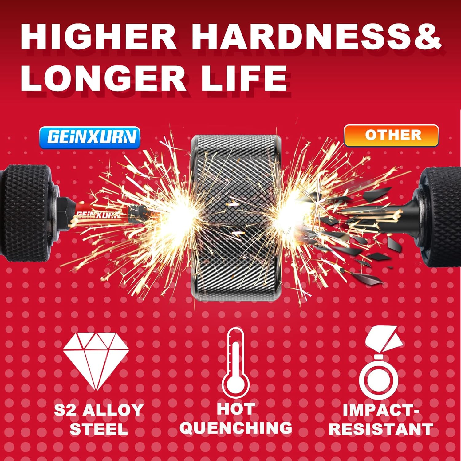 Geinxurn Impact Tough 3 In. #2 Phillips Screwdriver Bits Set,10 Pack Magnetic S2 Steel PH2 Long Power Driver Bits with Storage M-Box