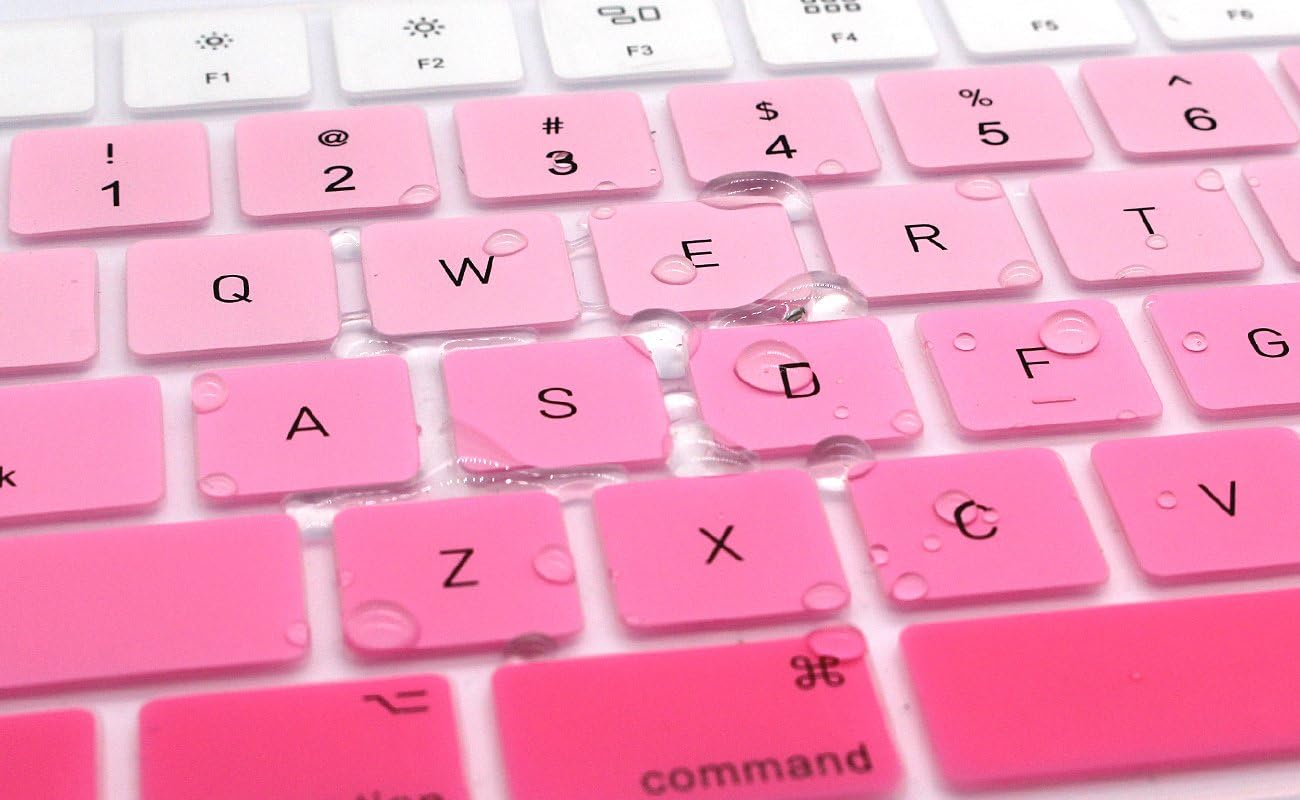 MMDW Ultra Thin Silicone Full Size Wireless Bluetooth Numeric Keyboard Cover Skin for Apple Imac 2017 Latest Magic Keyboard with Numeric Keypad MQ052LL/A A1843 US Layout Ombre Pink image number 3