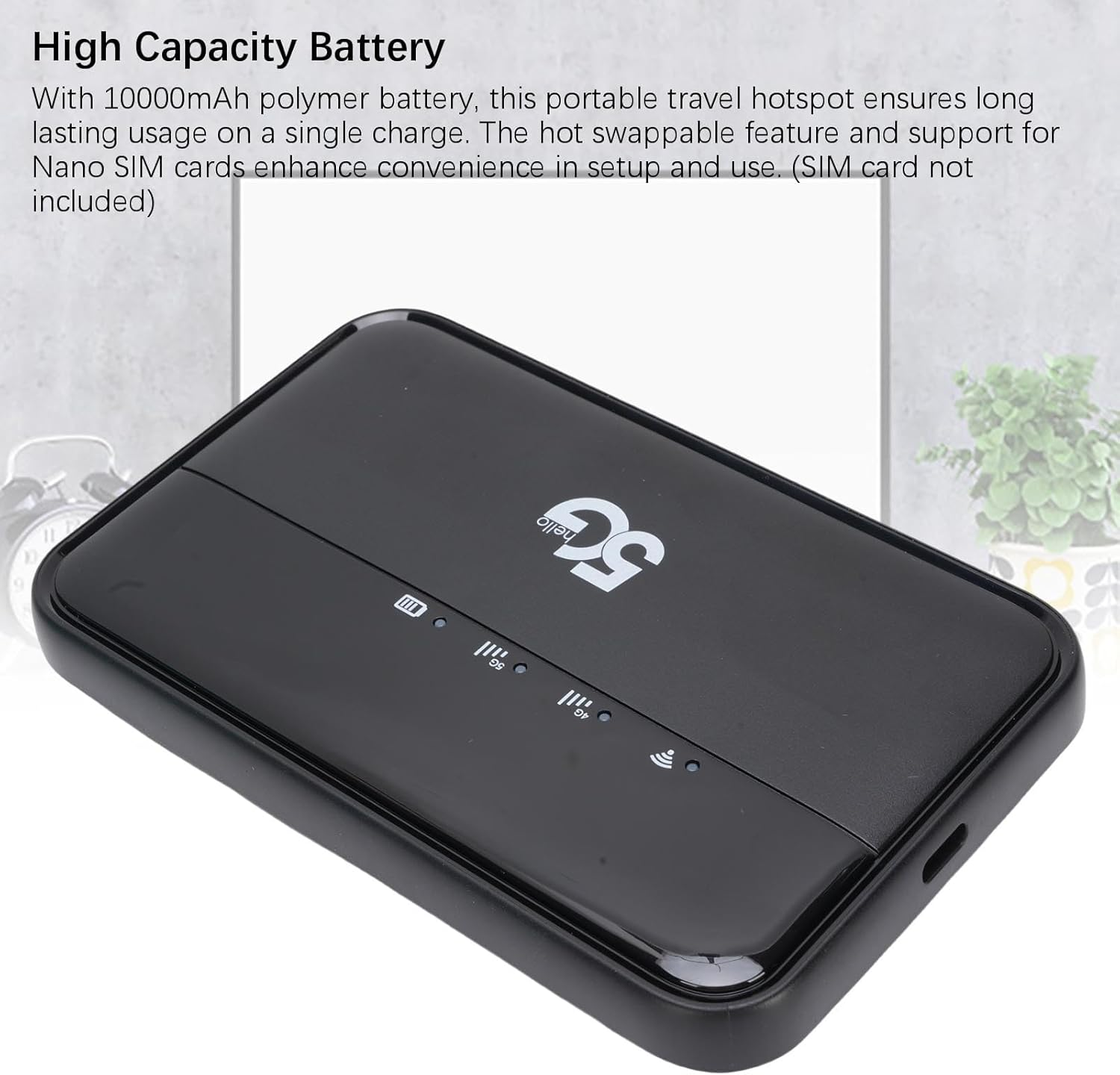 Jectse 5G LTE Mobile Hotspot, Portable Wifi6 Router with Nano SIM Card Slot, 32 Connected Devices, High Speed Hotspot Device with 10000Mah Battery, for Outdoor Travel image number 5