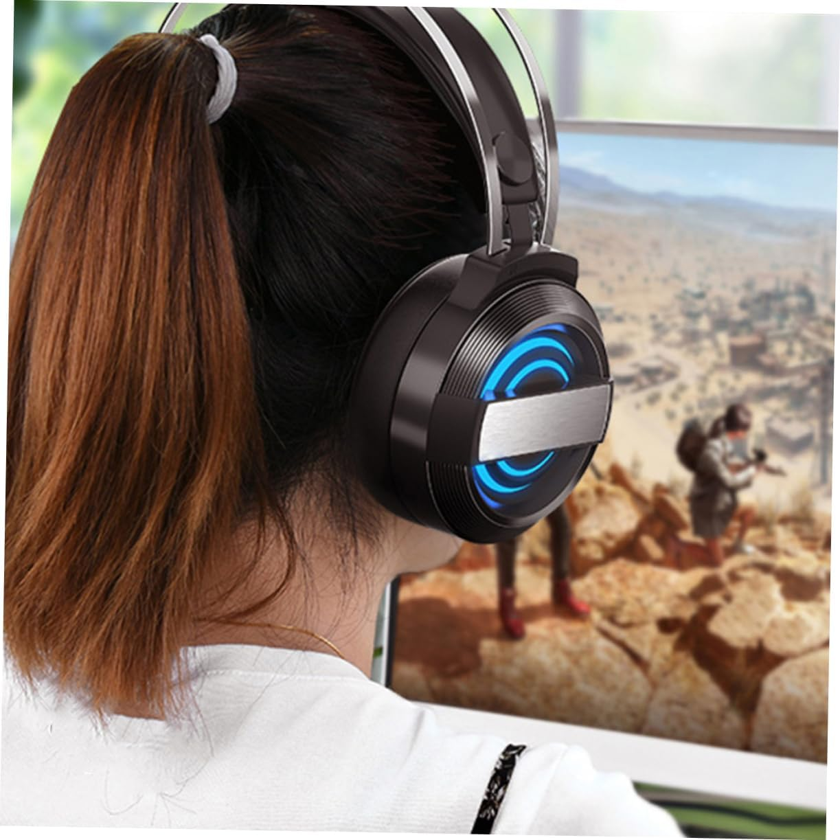 Homoyoyo Wired Over-Ear Gaming Headset with Microphone for PC Players, Stereo Sound, USB Connection, Comfortable Head-Mounted Design, Black Standard Version for Home and Professional image number 1