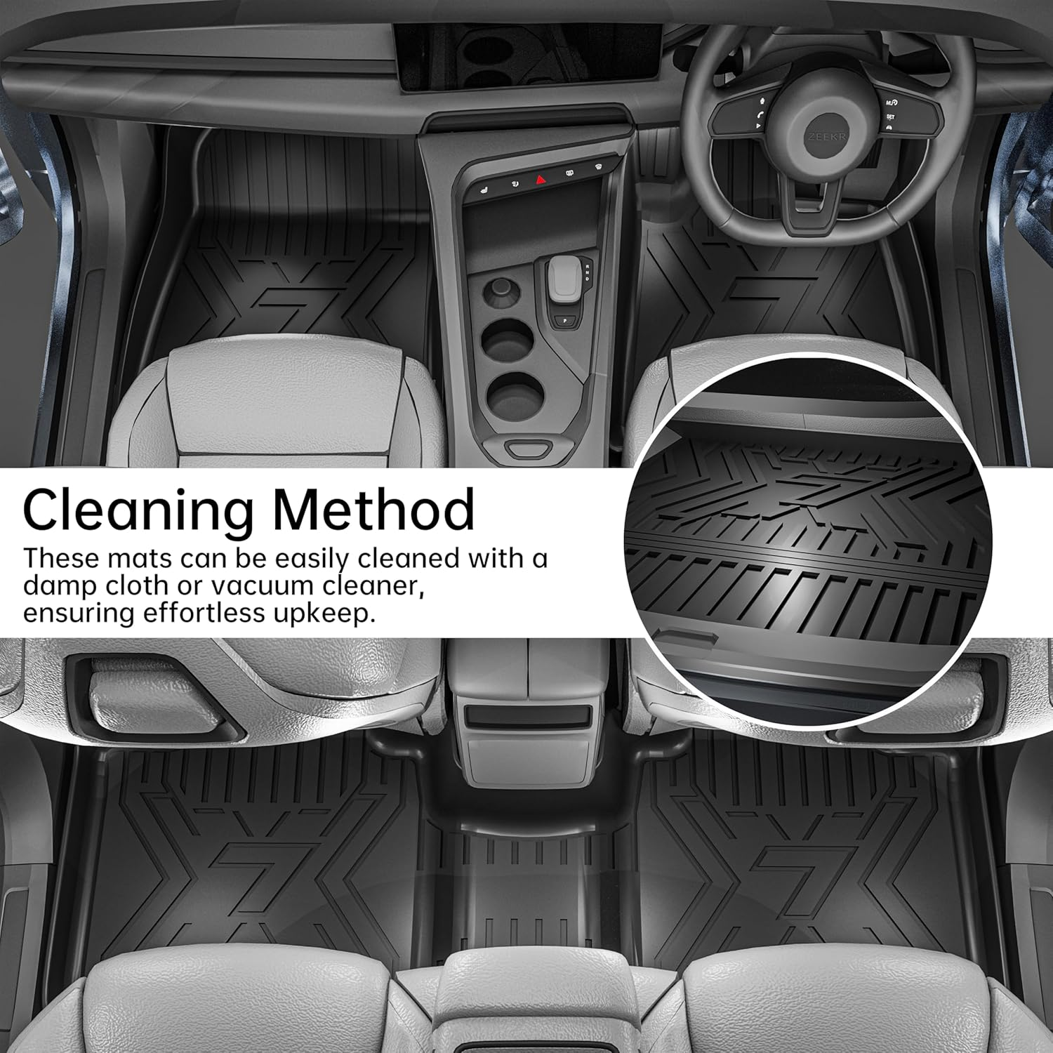 2025 Zeekr 7X Floor Mats Set of 4 - Custom Fit All Weather TPE Cargo Liner Cargo Trunk Accessories, Compatible with Zeekr RHD image number 2