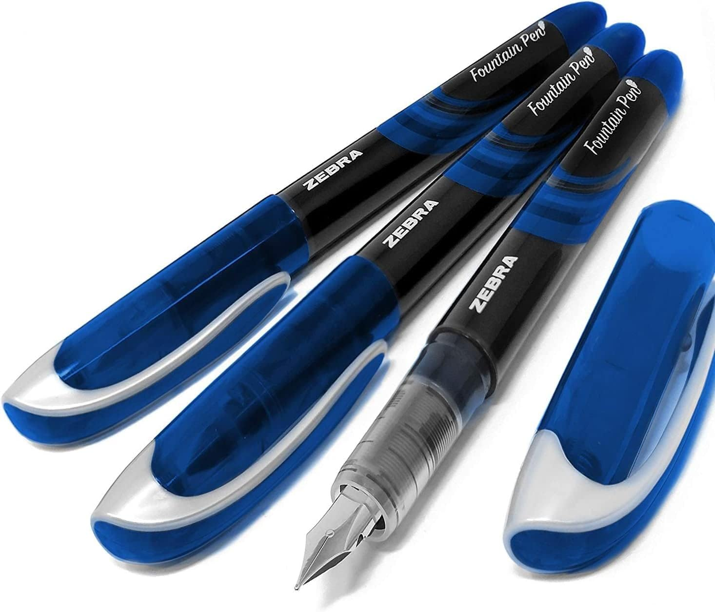 Zebra Fuente - Disposable Fountain Pen - Blue Ink - Pack of 3 image number 2