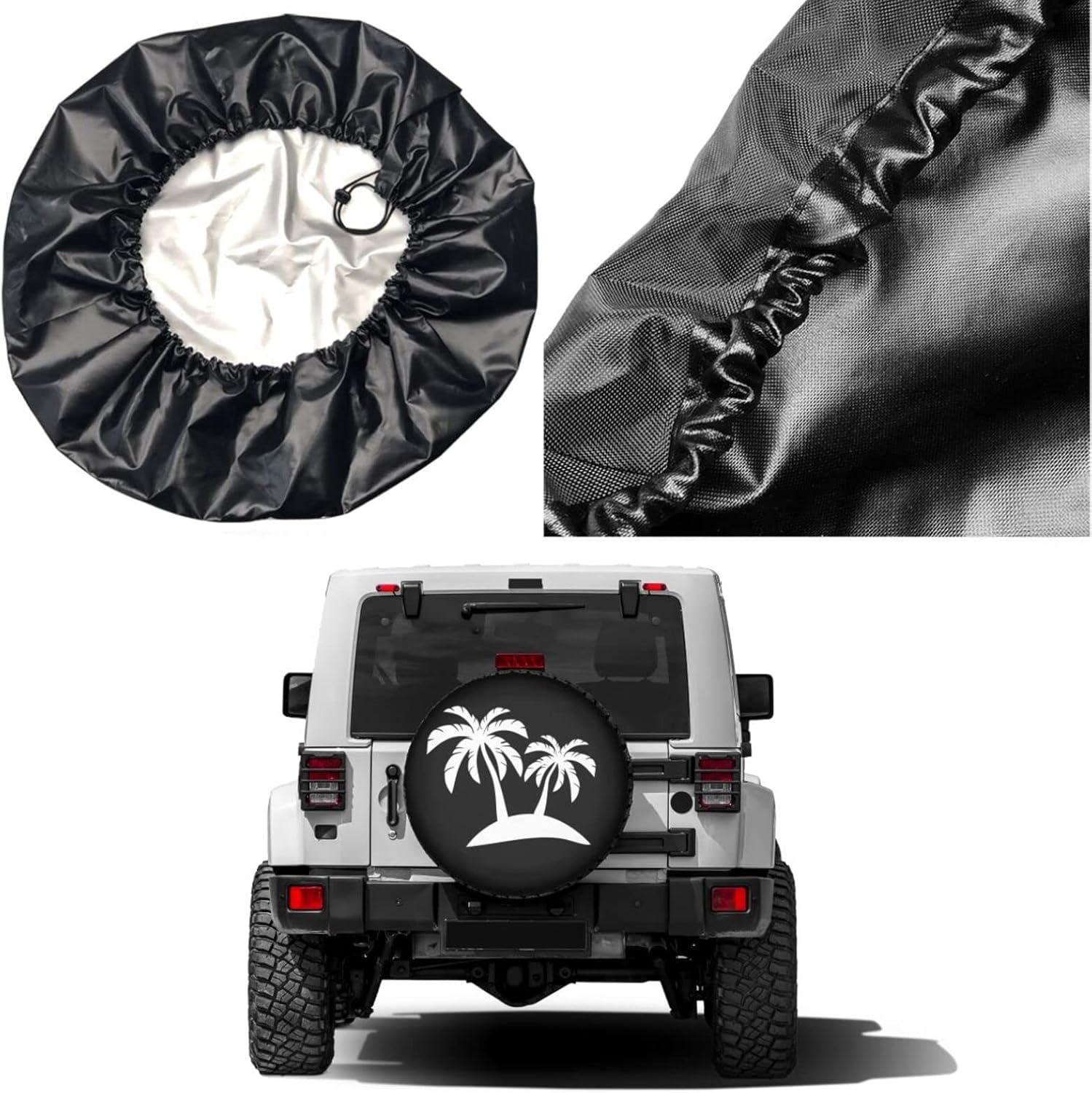 Foruidea Palm Trees on Island Spare Tire Cover Dust-Proof Wheel Tire Cover Fit Trailer, RV, SUV and Many Vehicle 17 Inch