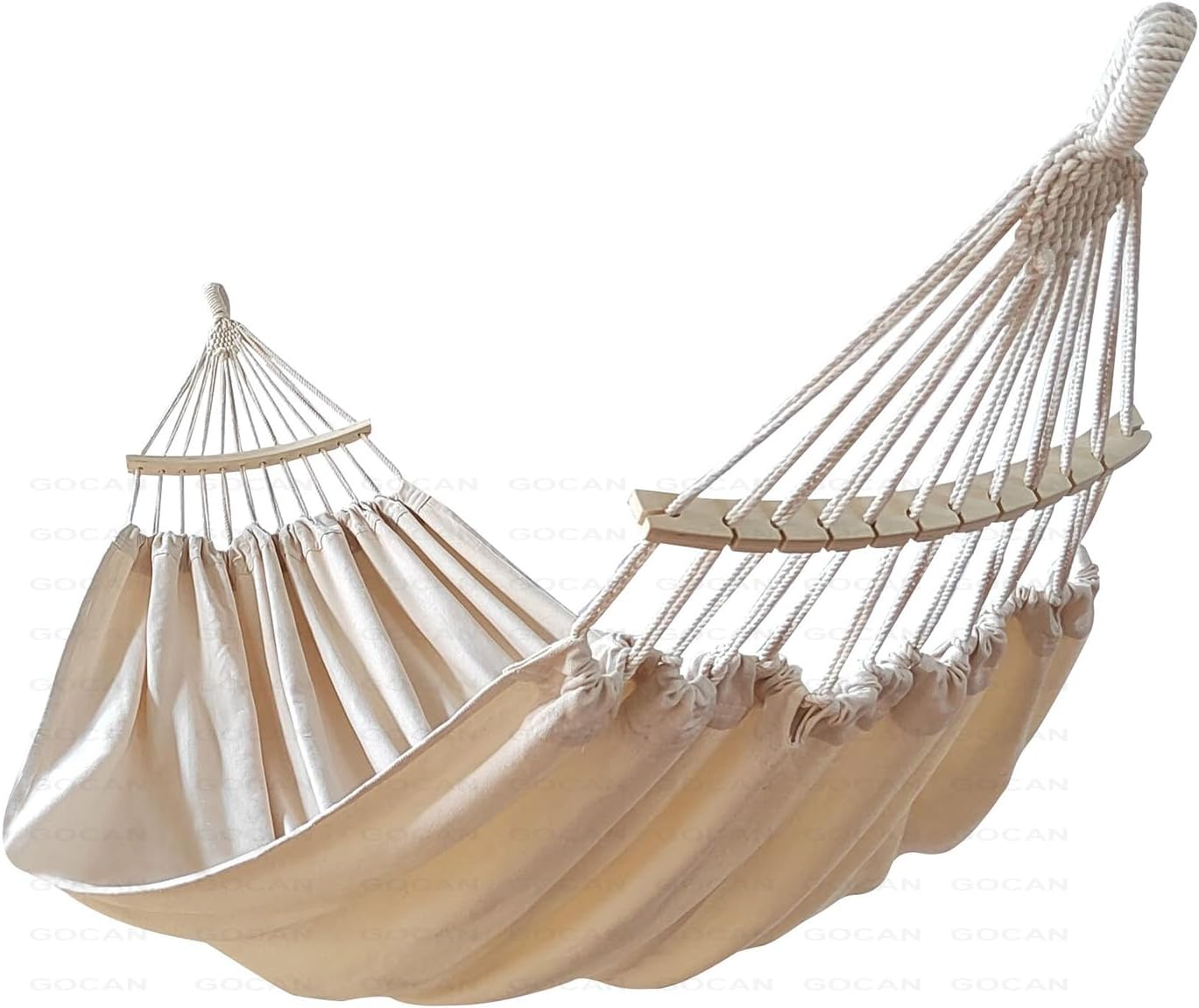 GOCAN Brazilian Double Hammock 2 Person Extra Large 220X160Cm Total Length 330Cm Load 500Lb Canvas Cotton Hammock for Patio Porch Garden Backyard Lounging Outdoor and Indoor(Dark Blue) image number 2