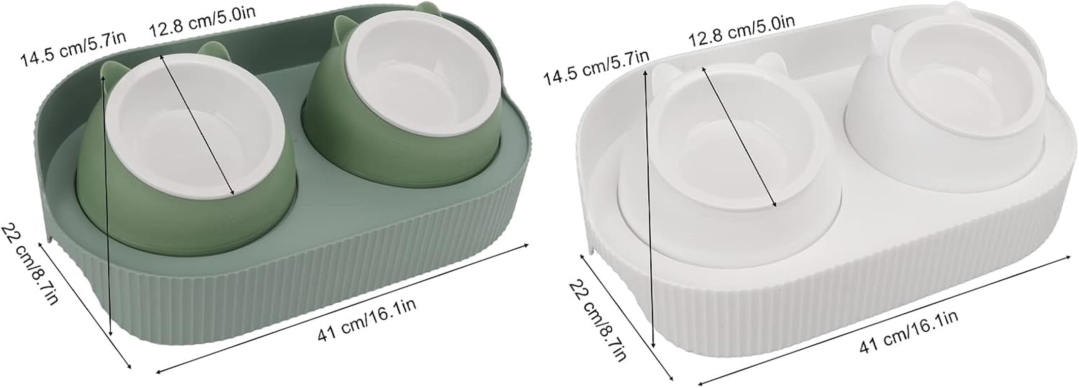 Ceramic Cat Food and Water Bowl, Kitty Bowl, Cat Dish, Ceramic Pet Bowl Set Food Grade anti Double Food Water Bowls for Cats Dogs Kittens and Puppies(Green) image number 6