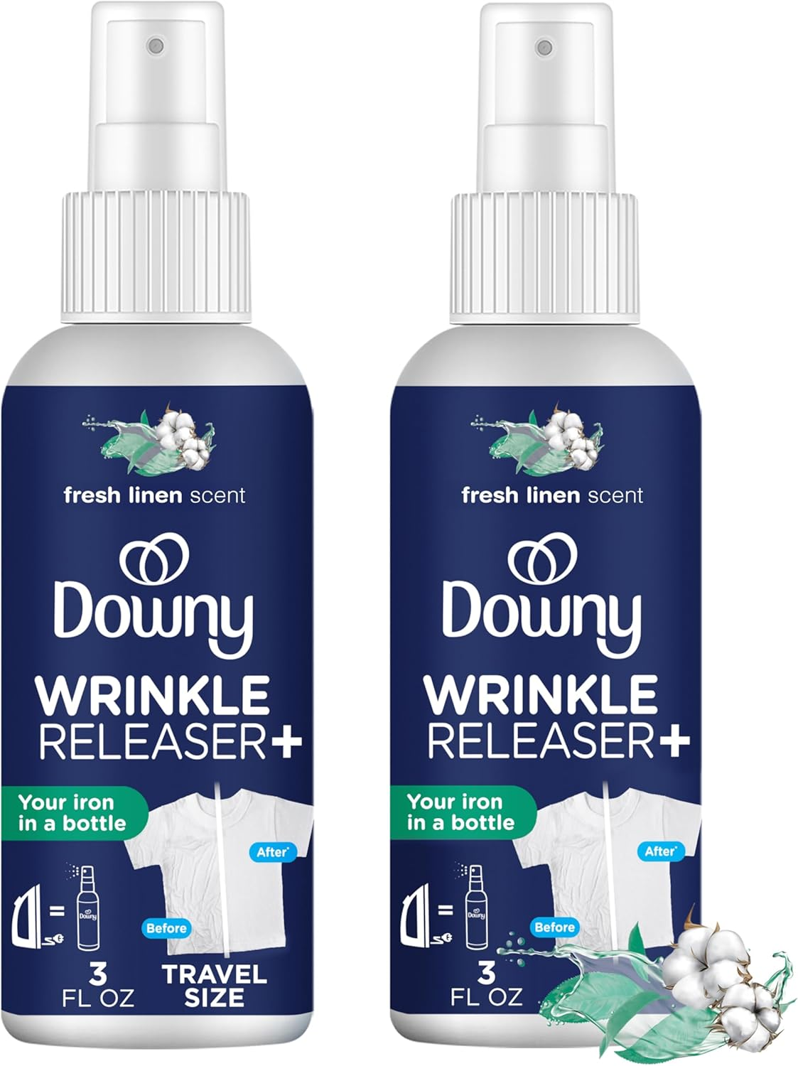 Downy Wrinkle Releaser, Odor Eliminator and Fabric Refresher, Crisp Linen Scent, Travel Essential, 3 Fl OZ (Pack of 2) image number 2
