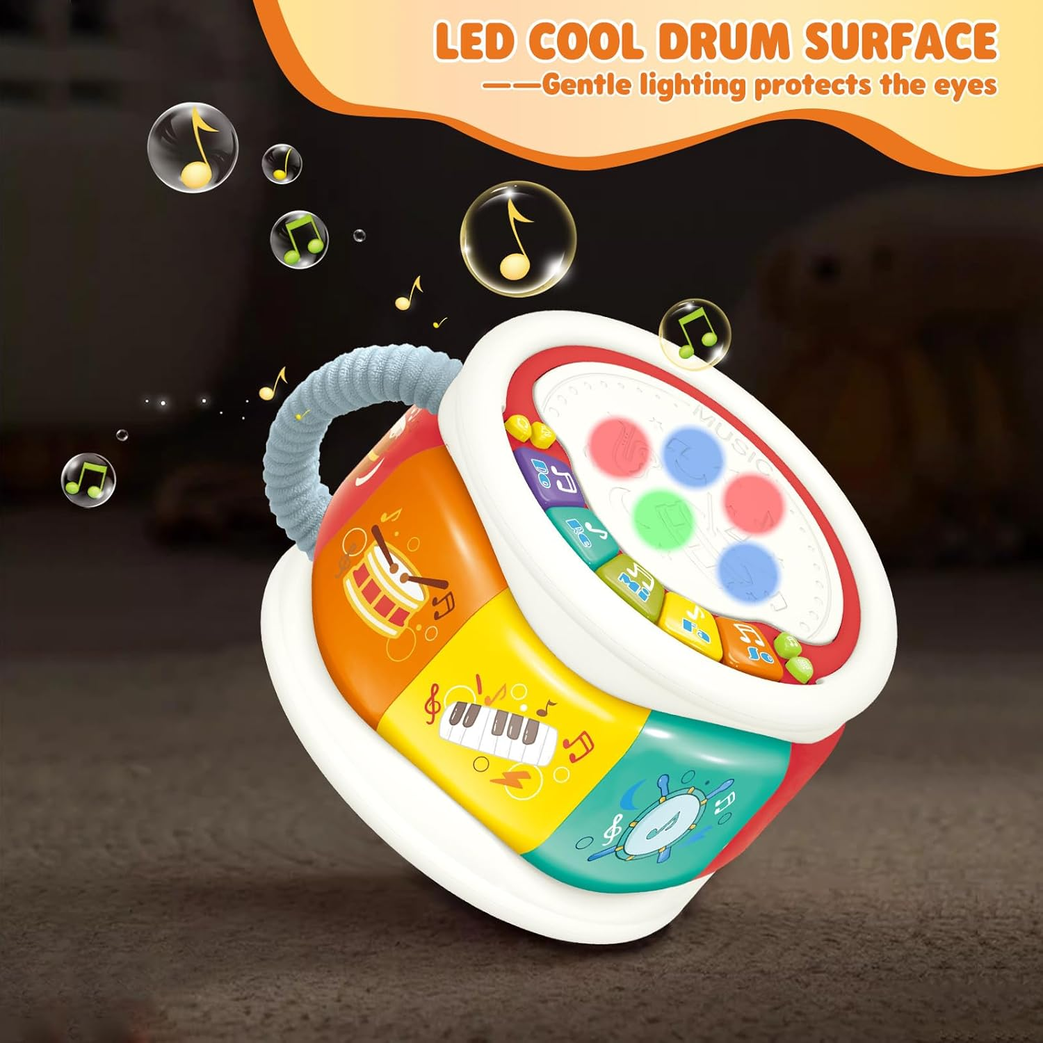 Baby Musical Drum Toy, [2025 New] Early Music Education Toy for Toddlers with Light and Sound, Montessori Learning, Sensory Play, Perfect Choice Christmas Birthday Gifts for Boys Girls 18M+ image number 6