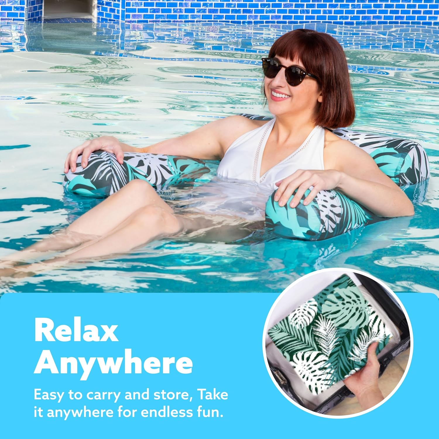 SLOOSH Inflatable Pool Floats Adult,2 Packs Floating Lounge Chairs,Blow up Pool Noodles for Adult Heavy Duty image number 2