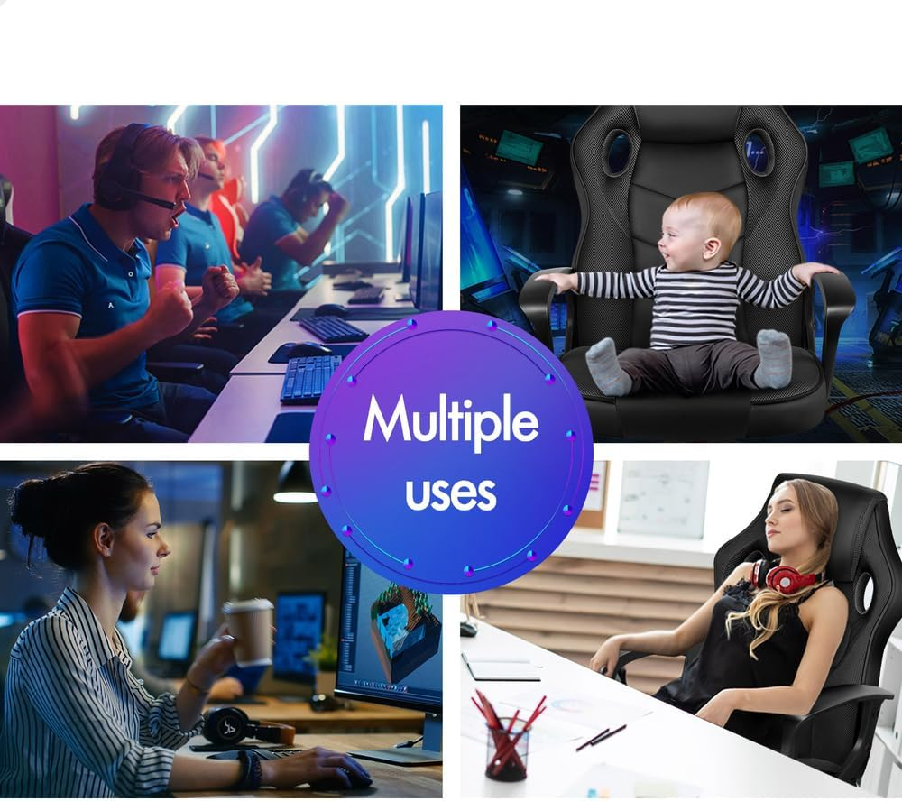 ALFORDSON Office Chair with Height Adjustable SGS Listed Gas Lift, PU Leather Upholstery Home Ergonomic Desk Chair, Padded Computer Chair for Gaming, Max 180Kg, Mega Black image number 2