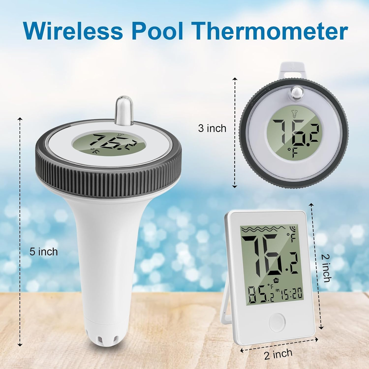 Wireless Digital Swimming Pool Water Temperature Thermometer Floating Easy Read&ndash;197Ft Range,-40&deg;C to +70&deg;C,IPX8 Waterproof,Reusable,Temperature Monitor for Tub/Ice Bath/Swimming Pool image number 3