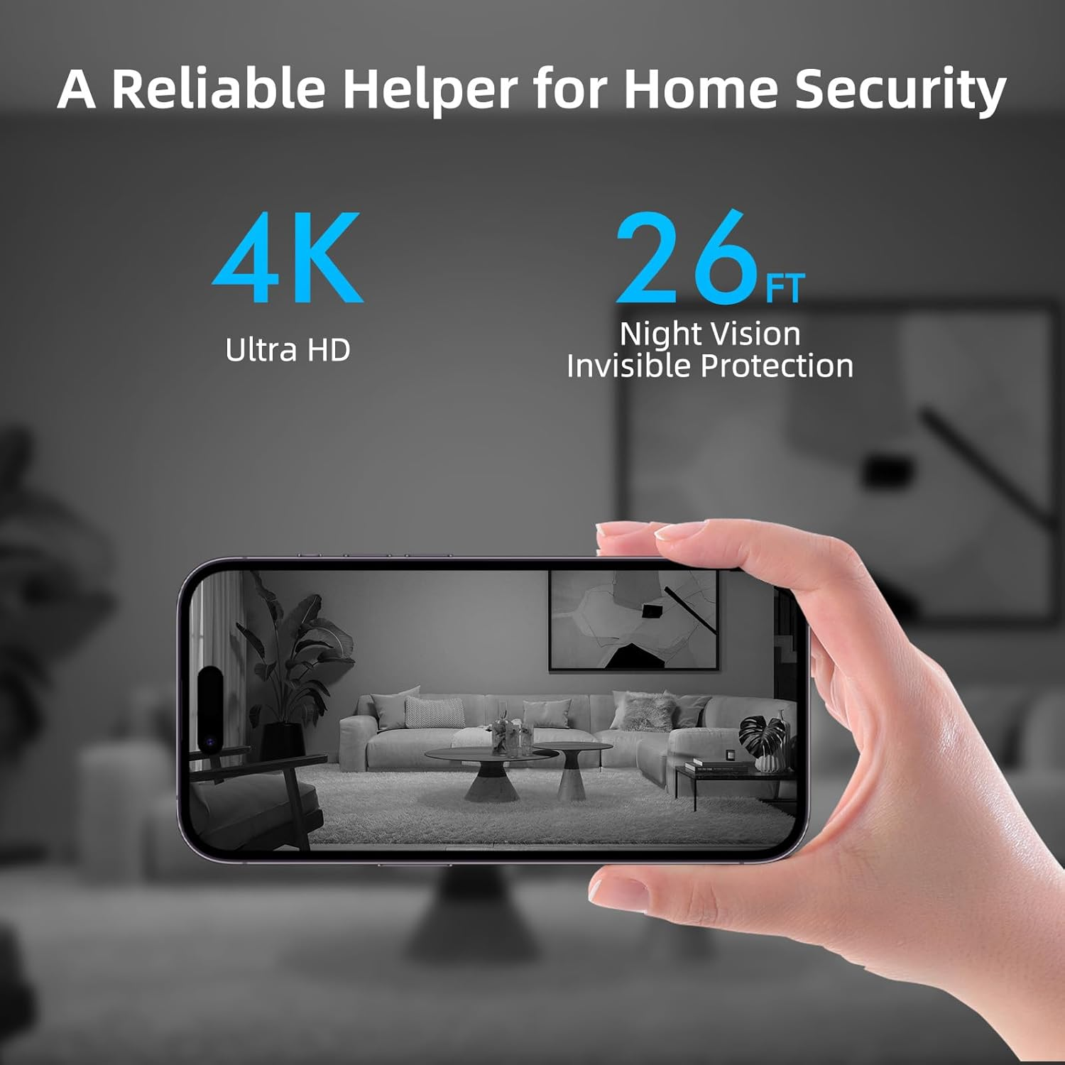 Tccbac Clock 4K HD, Wifi Wireless Indoor Security Camera with Bluetooth Speaker and Motion Detection | 150&deg; View Angle, Night Vision, Na/Nny Cam for Home/Office Surveillance image number 2