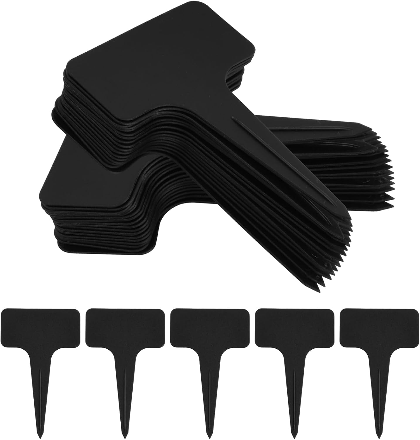 100 Pcs Black Plant Tags, Garden Label Potted Plants, Reusable T-Type Garden Labels Nursery Stake Tags, Plant Name Labels, for Outdoor Plants Herbs Flowers image number 1