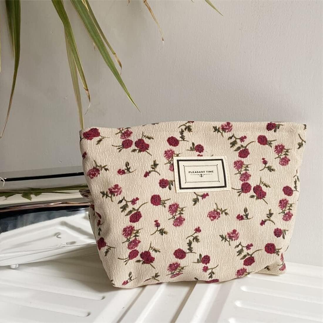 Cosmetic Bags for Women Makeup Bag Large Capacity Purse Travel Bags for Cosmetics Zipper Storage Pouch Make up Organizer for Women and Girls Gifts, Beige, Rose image number 5