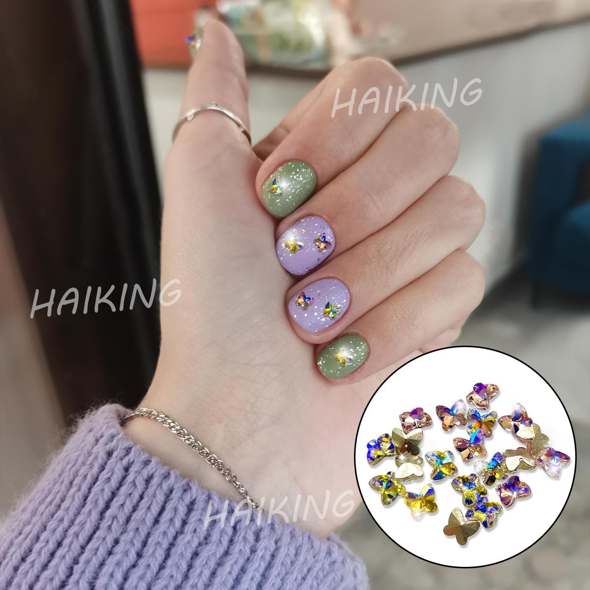 HAIKING 3D Nail Charms Decoration, 20 Pcs Butterfly Nail Art Decorations for Women, Girls, Home DIY Nail Art Supplies (2 Colors) image number 2