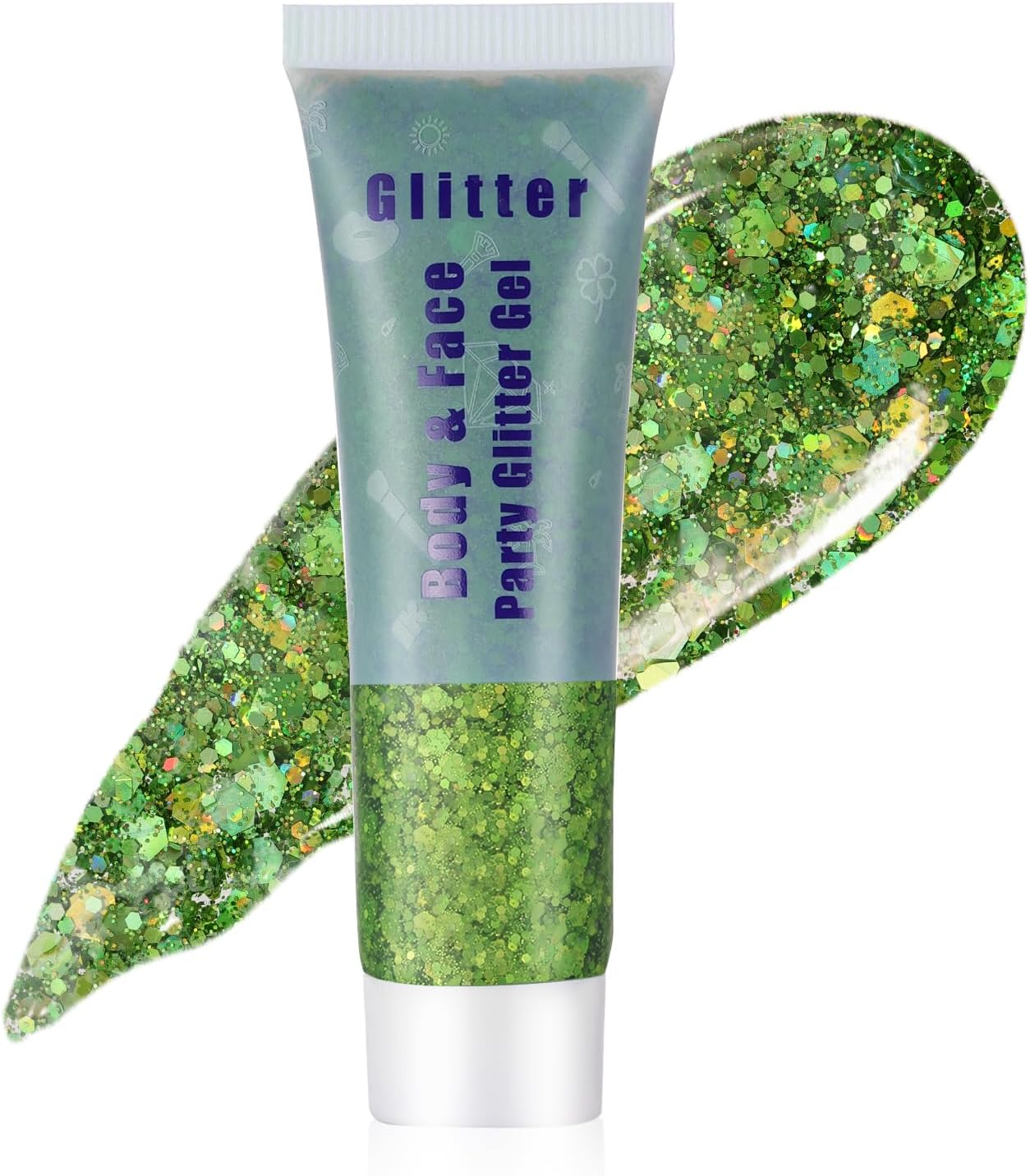 DAGEDA 20Ml Purple Body Glitter Gel, Face Hair Glitter Gel Mermaid Makeup Sequins Shimmer Liquid Eyeshadow, Singer Concert Festival Party Rave Accessories Halloween Holographic Glitter Makeup