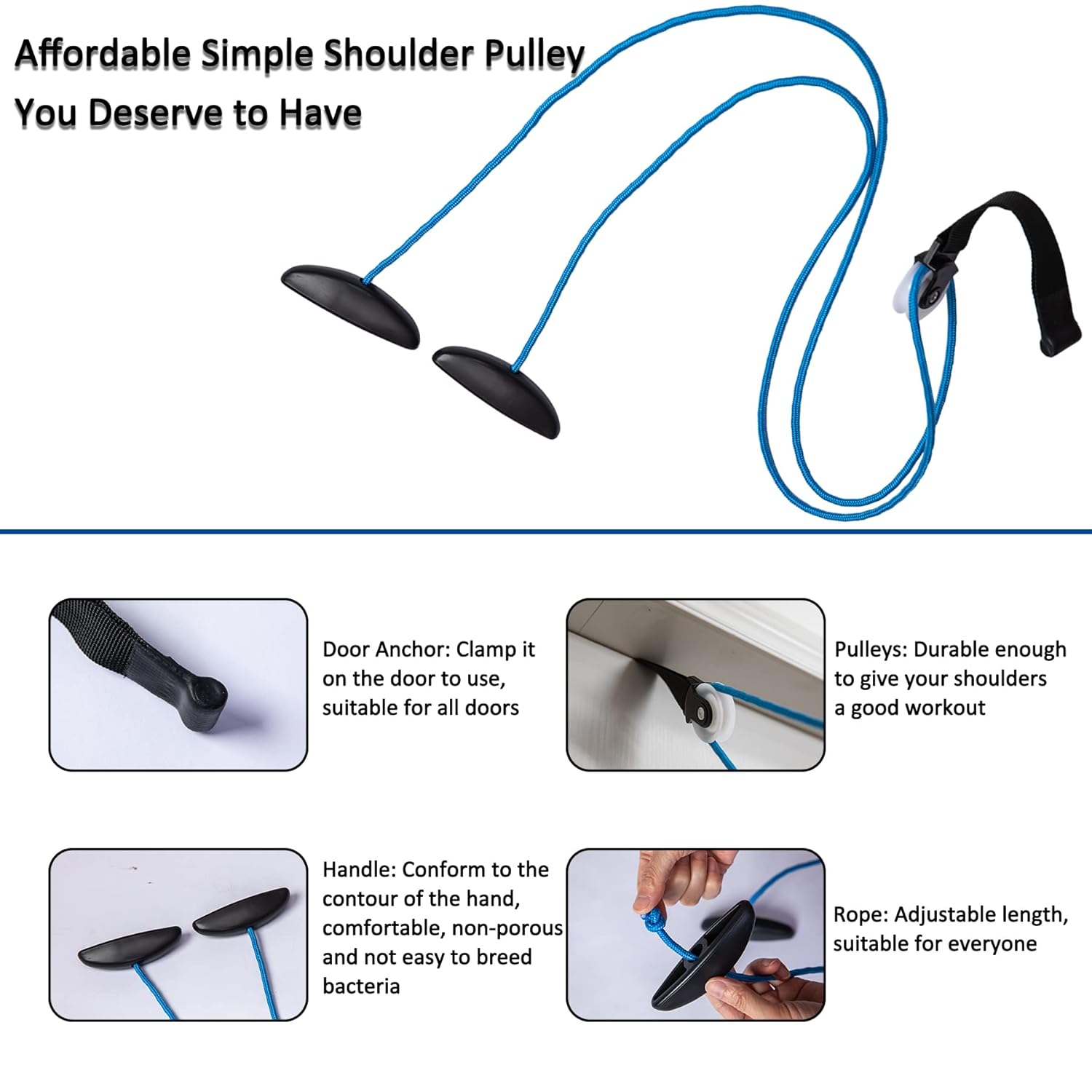 Shoulder Pulley over the Door Exerciser Rope Household Fitness Equipment, Exercise Pulley, Alleviate Shoulder Pain and Facilitate Recovery from Surgery(Color:Blue) image number 5