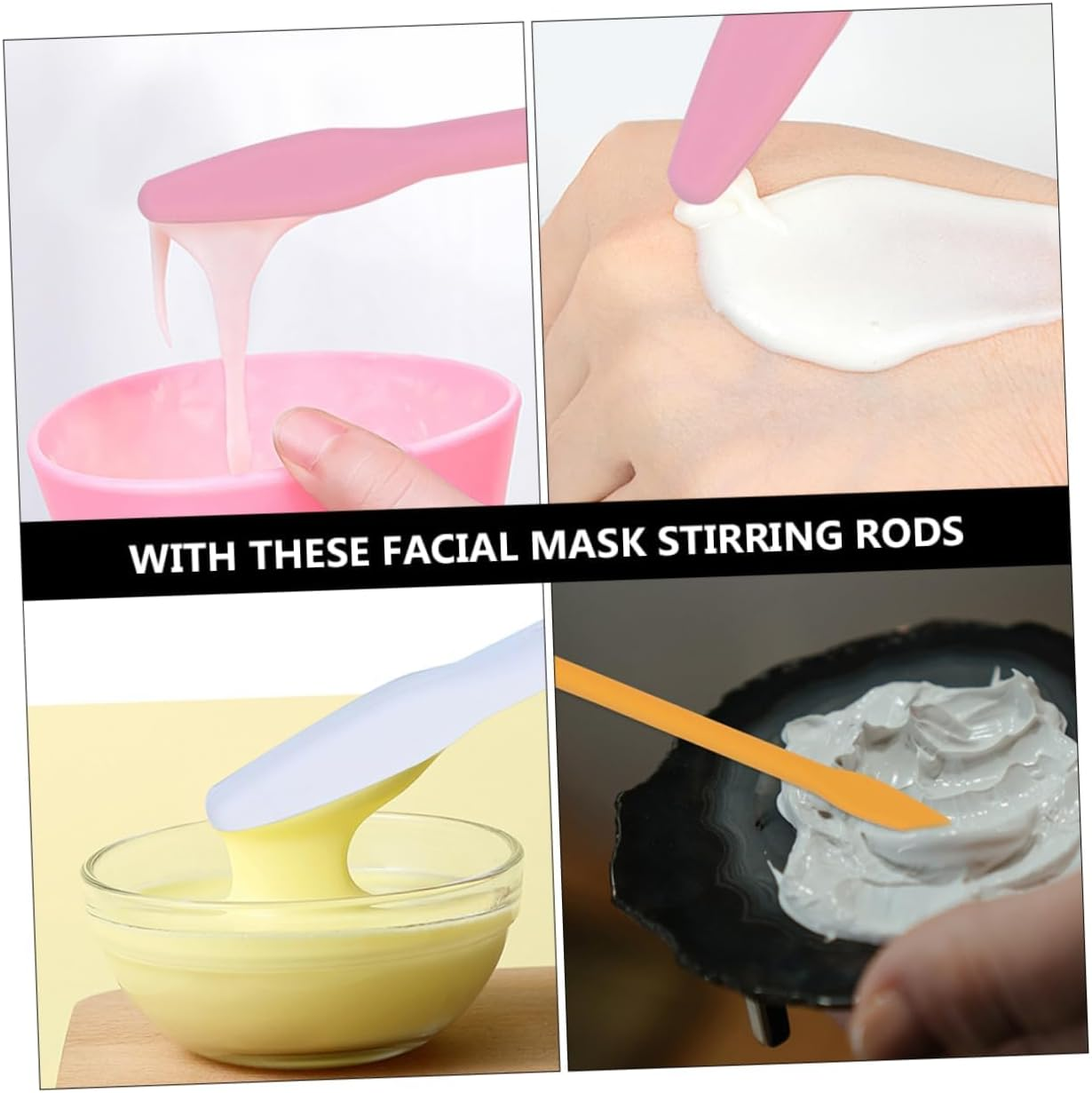 Ksngtixe 6PCS Silicone Stirring Rods, Reusable Mixing Sticks for Facial Masks & Paint, Break-Resistant DIY Applicators for Mud Masks, Easy to Use Makeup Tools (Random Colors) image number 3