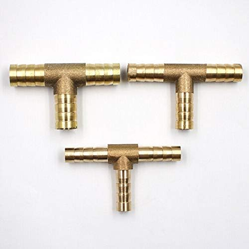 Brass Barb Hose Fitting T/Y/X Type Air Water Fuel Gas Hose Joiner Connector VARIOUS SIZE (T PIECE 8MM)