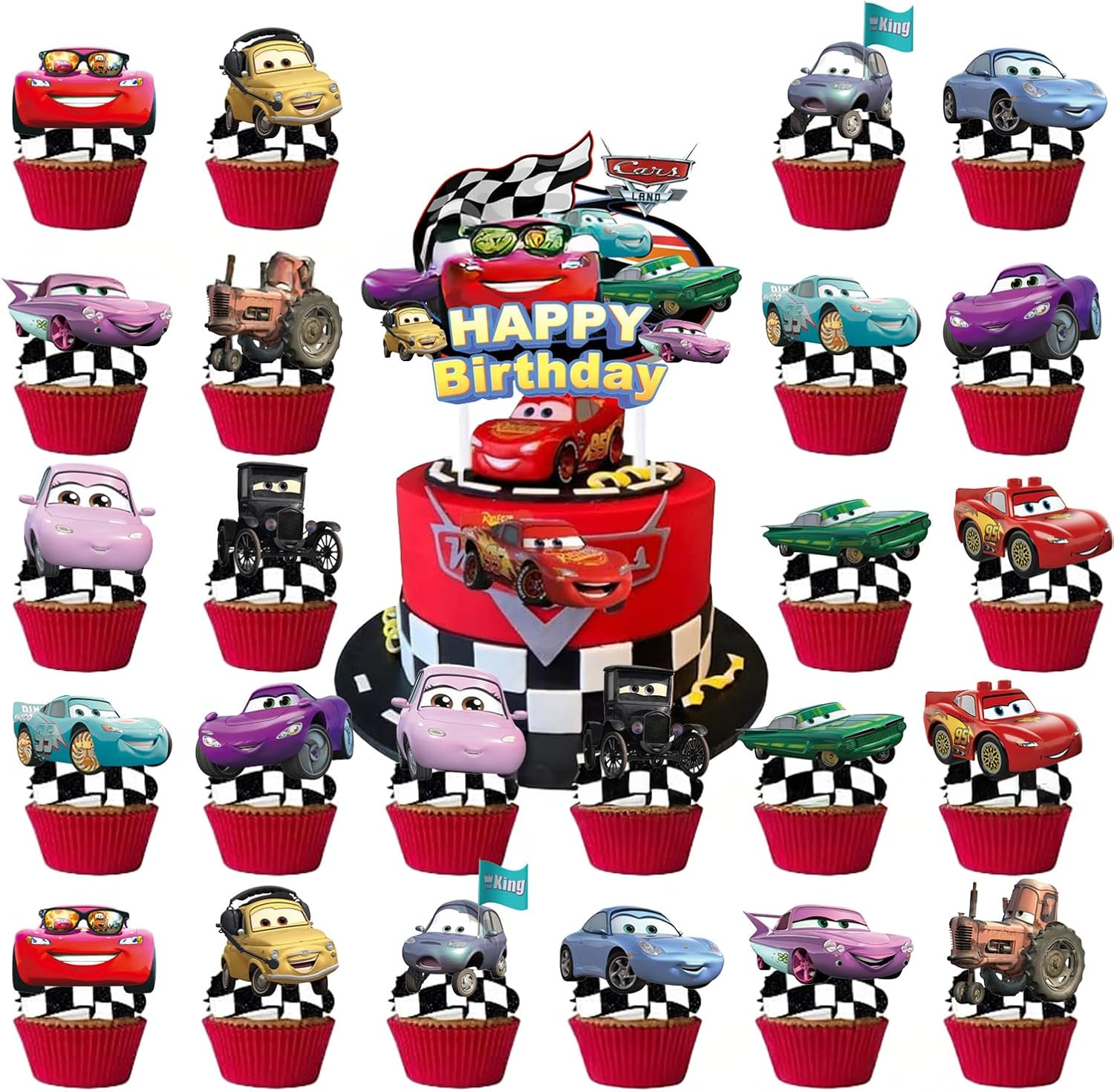 Car Cupcake Topper Cake Decoration Set for Party Desserts, Classic Car Theme Cake Topper Set for Birthday Celebrations, Food Grade Material - 25 Pcs &ndash; Ermaoo image number 3