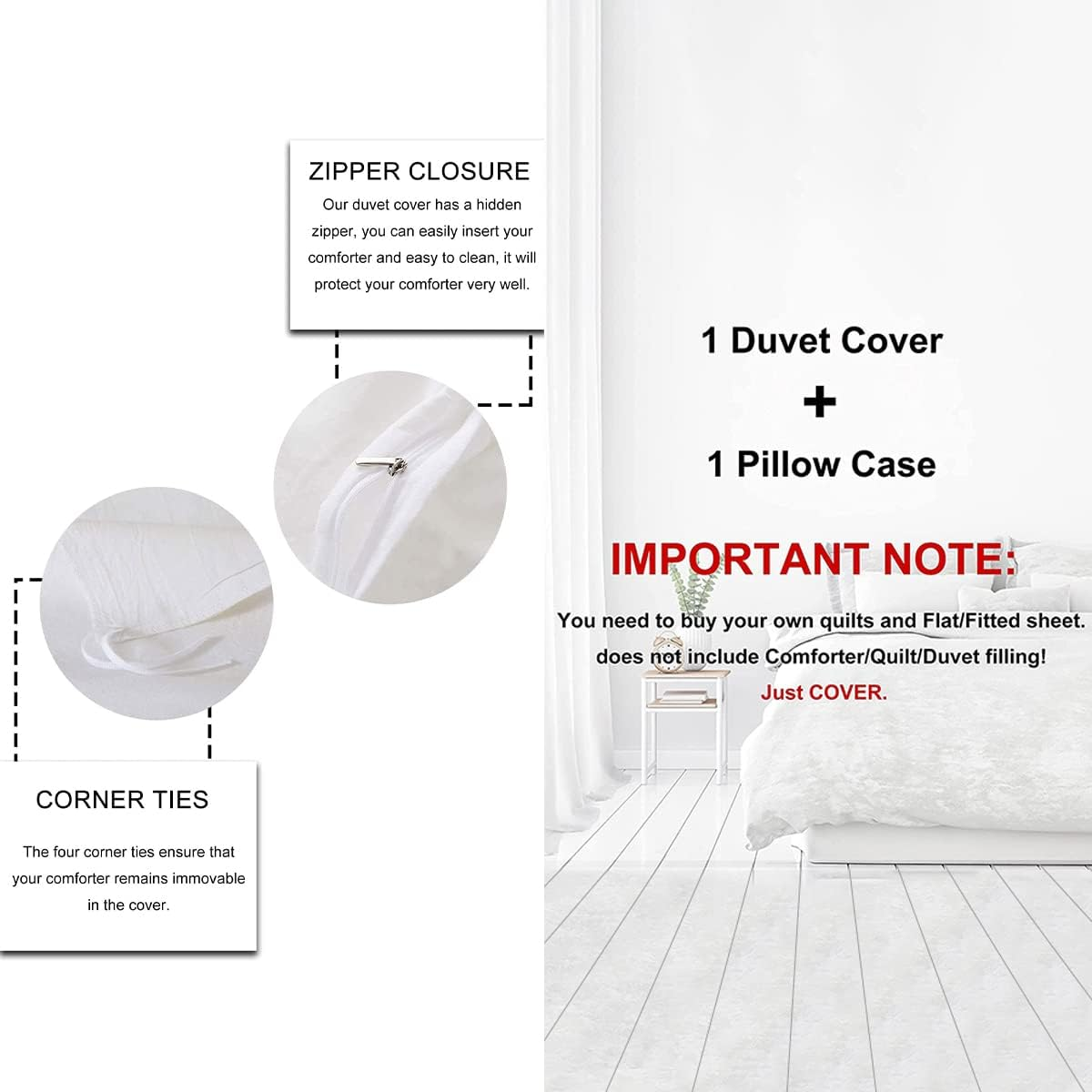 Homewish Kids Soccer 100% Cotton Duvet Cover Single American Football Comforter Cover European Sport Game Bedding Set Player Field Quilt Cover,Cartoon Decor 2Pcs with 1 Pillowcase,Black White image number 6